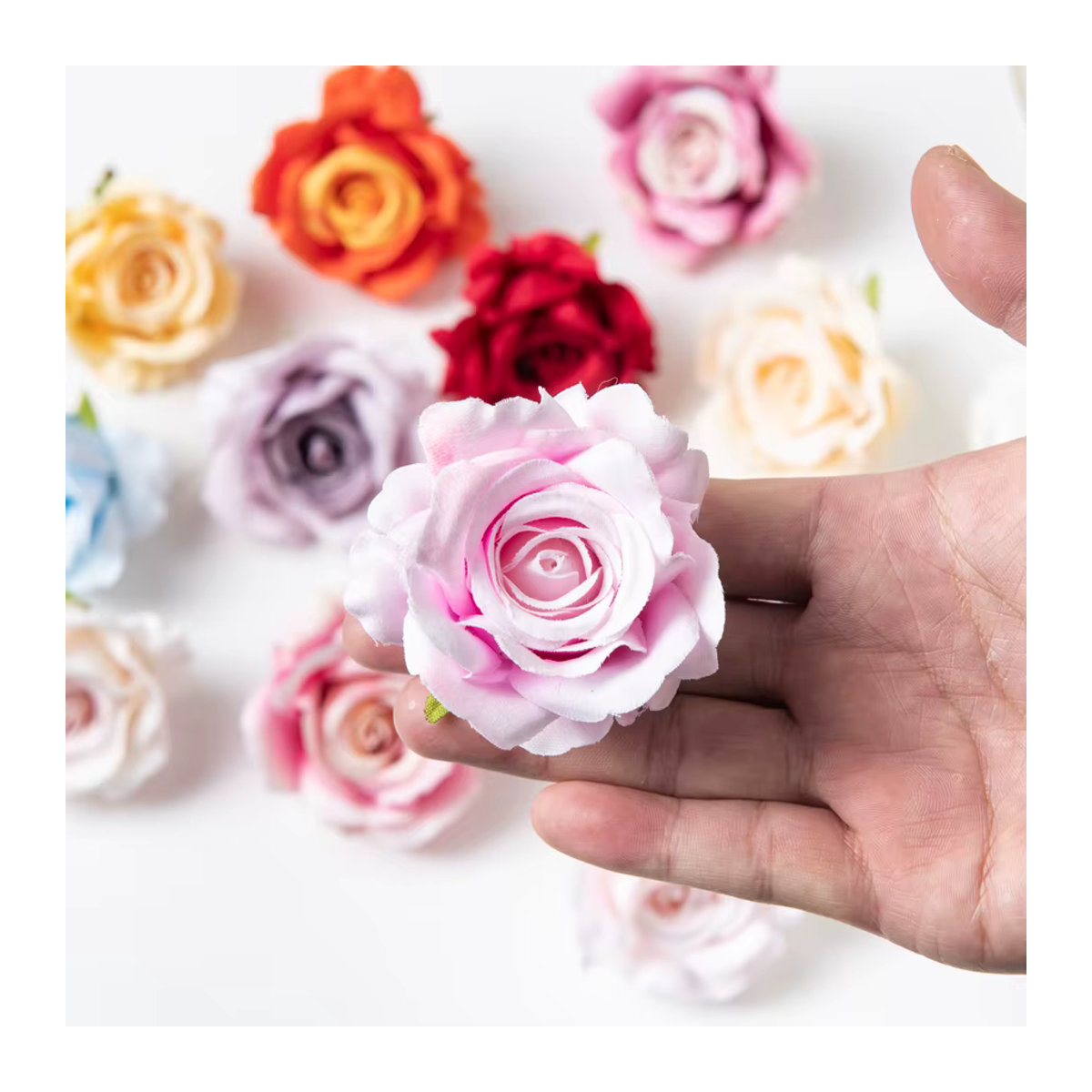 100 Stück künstliche Seidenrosen von smr in Rosa und Mehrfarbig als Einzelstiele für Hochzeit, Weihnachten und DIY-Dekorationen - Bild 2