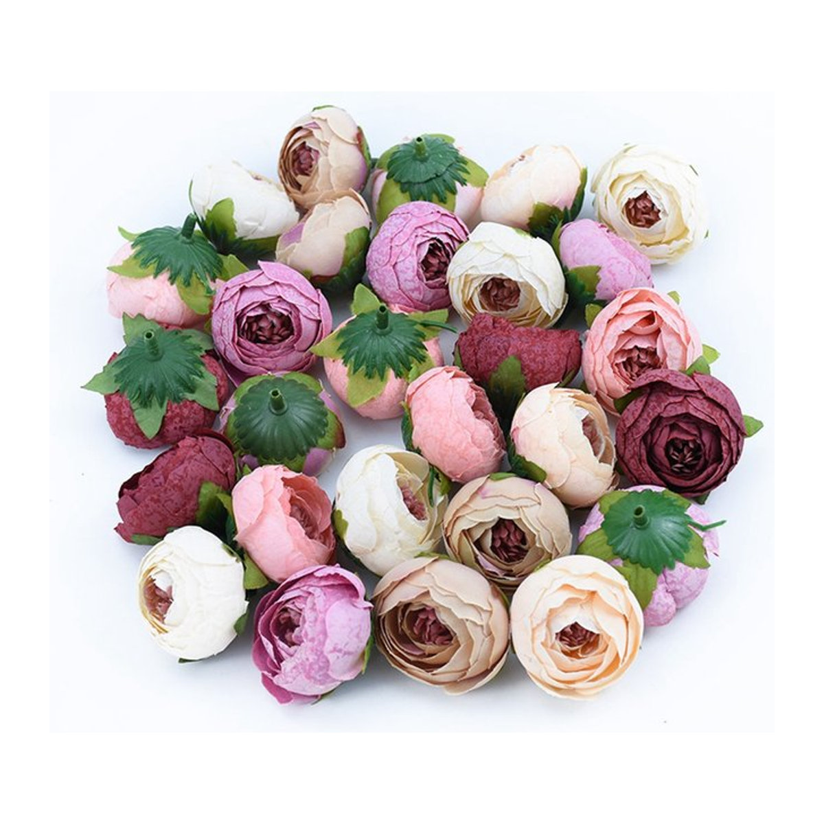 100 Stück Künstliche Seidentee-Rosenknospen von smr in Mehrfarbig und Braun für Hochzeit und Dekoration - Bild 1