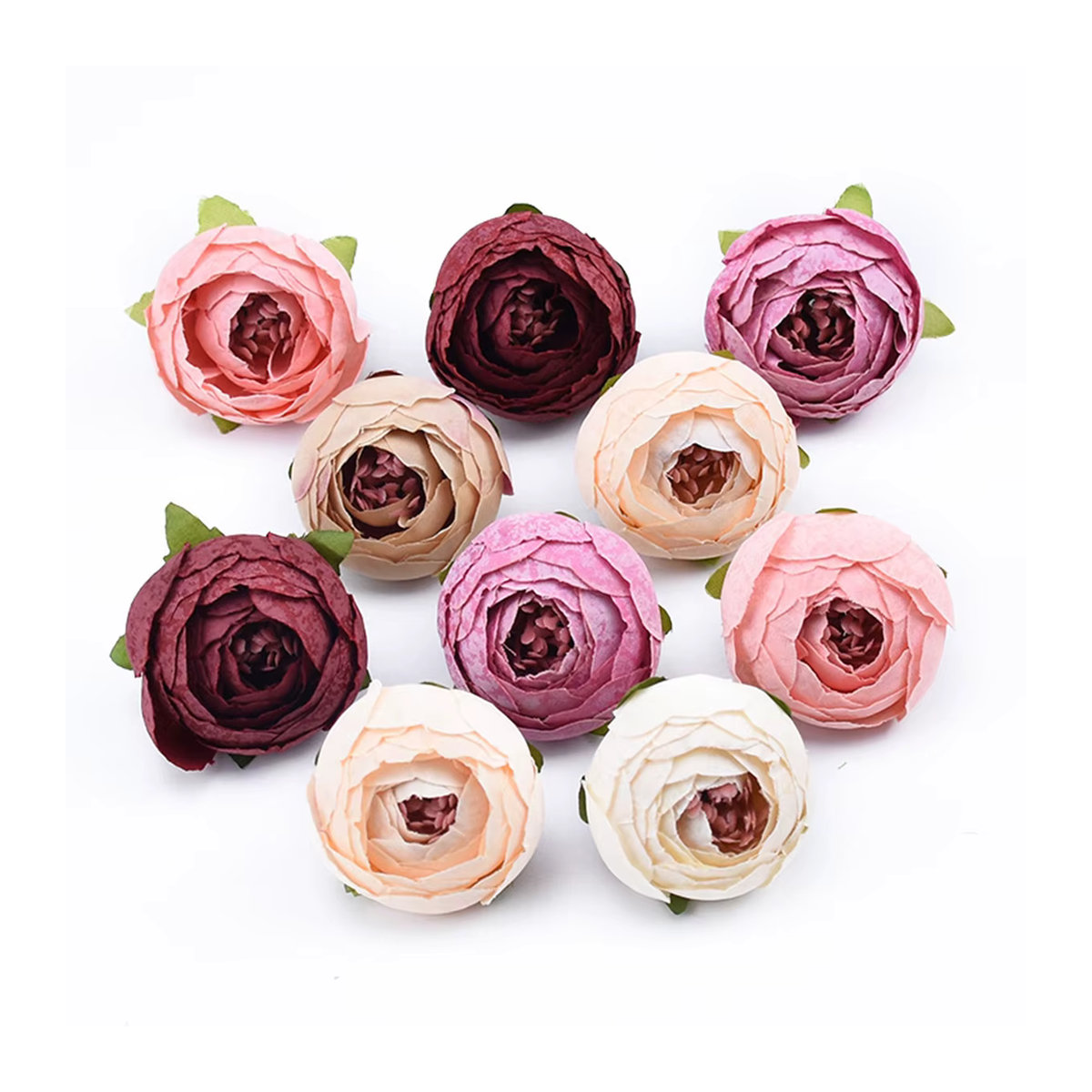 100 Stück Künstliche Seidentee-Rosenknospen von smr in Mehrfarbig und Braun für Hochzeit und Dekoration - Bild 4