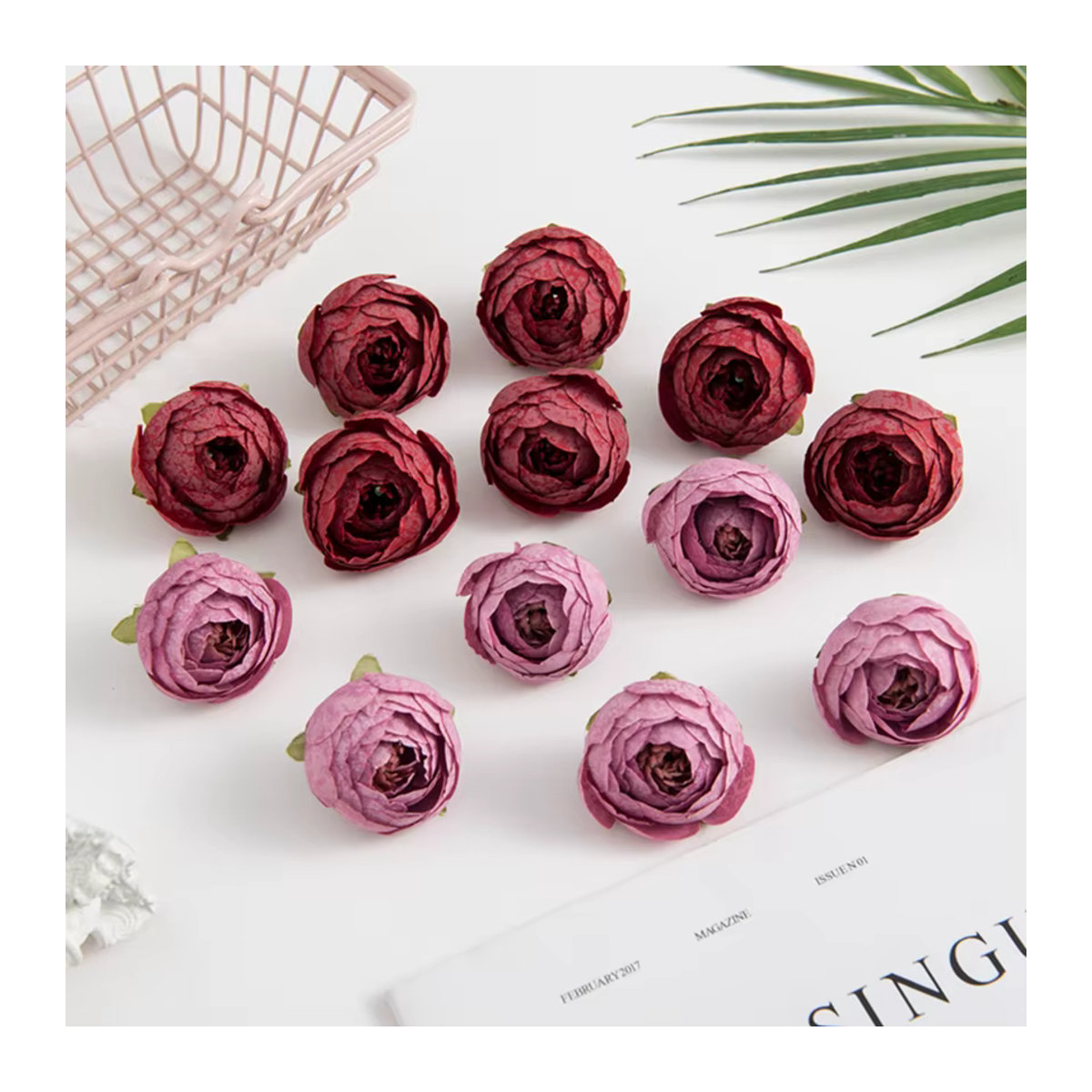 100 Stück Künstliche Seidentee-Rosenknospen von smr in Mehrfarbig und Braun für Hochzeit und Dekoration - Bild 5