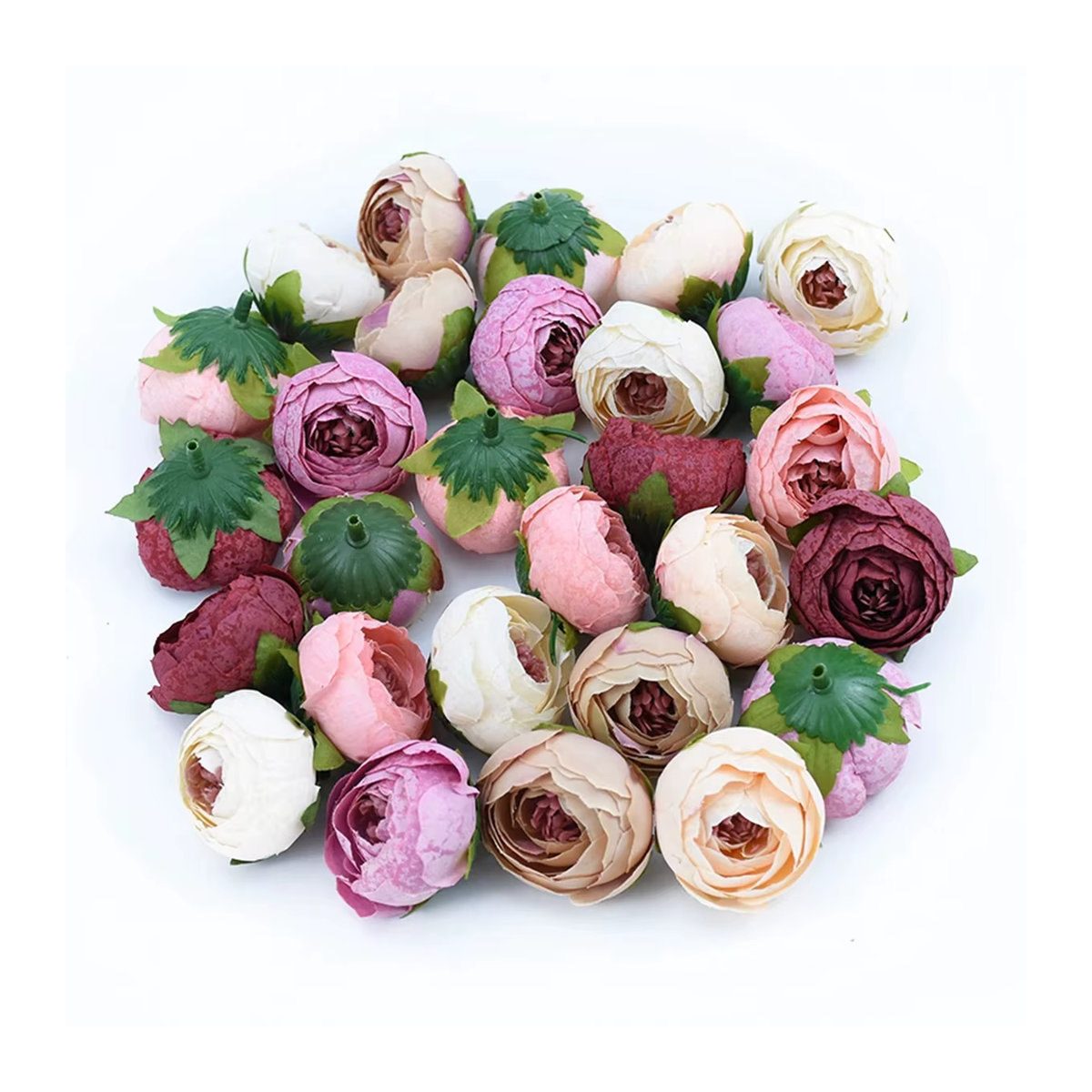100 Stück Künstliche Seidentee-Rosenknospen von smr in Mehrfarbig und Braun für Hochzeit und Dekoration - Bild 7