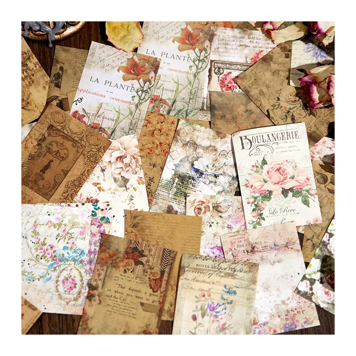 100 Stück Retro Collage Papier Set mit floralen und Pflanzen Motiven in Mehrfarbig - Bild 2