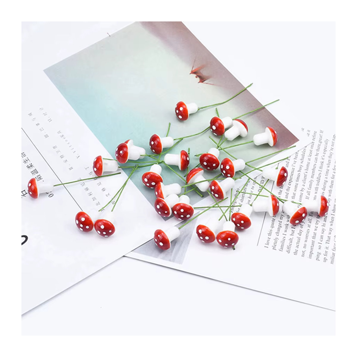 100 Stück rote künstliche Blasenpilze von ZQCY aus Kunststoff für Weihnachtsdekoration und Hochzeitsgirlanden - Bild 2