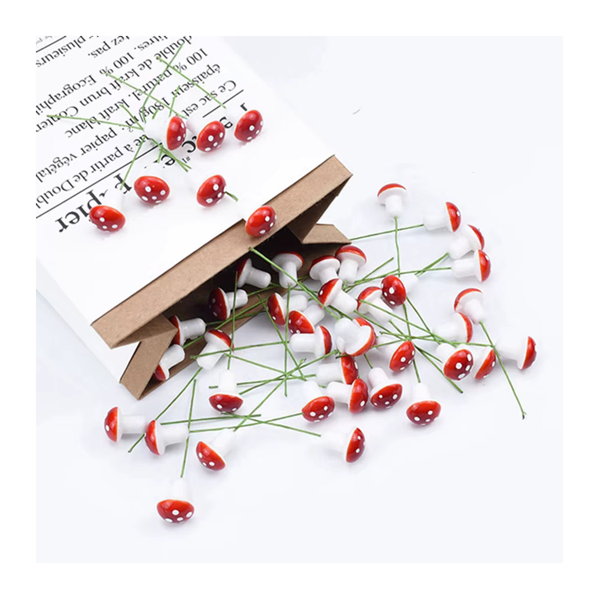 100 Stück rote künstliche Blasenpilze von ZQCY aus Kunststoff für Weihnachtsdekoration und Hochzeitsgirlanden - Bild 3