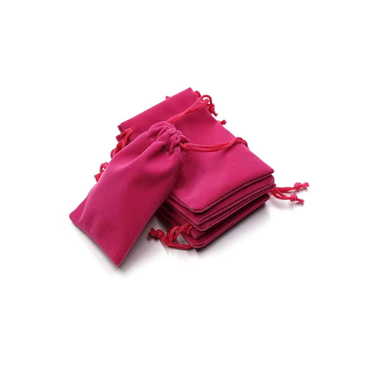100 Stück Schmuckbeutel aus Samt mit Kordelzug in Schwarz und Rot, weiche Wildlederbeutel als kleine Geschenkverpackungstasche für Ringe, Ohrringe und Armbänder, B/T/H: 5 x 7 cm, 7 x 9 cm, 9 x 12 cm - Bild 3
