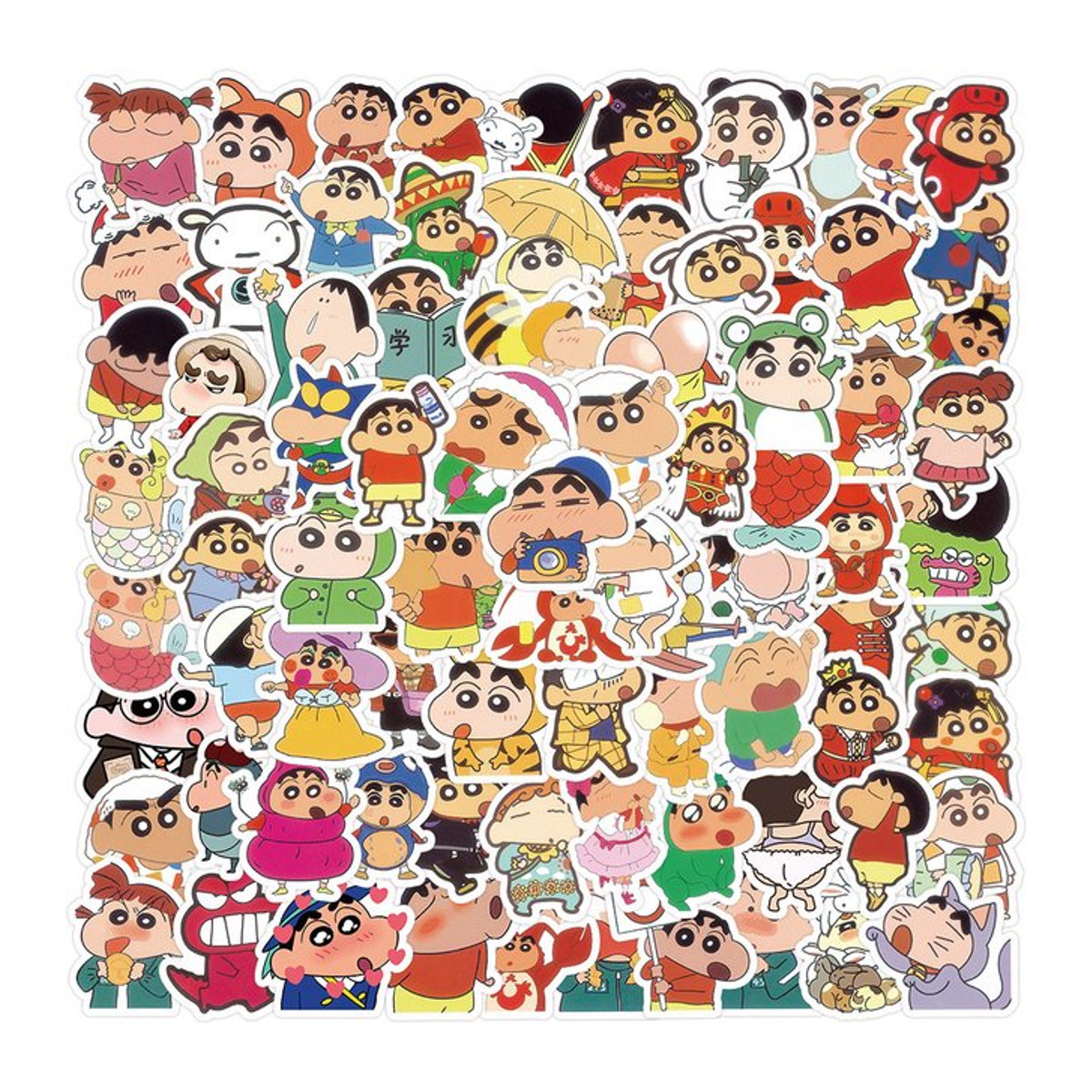 100 Stück Shin-chan Aufkleber von Bandai, bunte Cartoon Aufkleber für Kinder, wasserfeste dekorative Sticker aus Papier - Bild 1