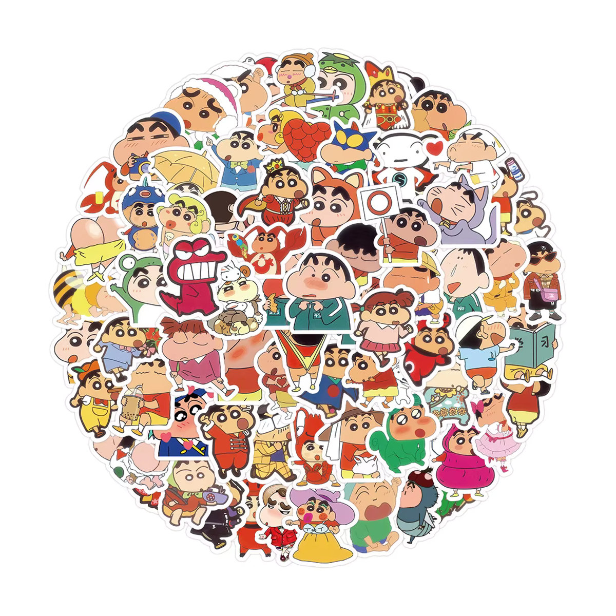 100 Stück Shin-chan Aufkleber von Bandai, bunte Cartoon Aufkleber für Kinder, wasserfeste dekorative Sticker aus Papier - Bild 2