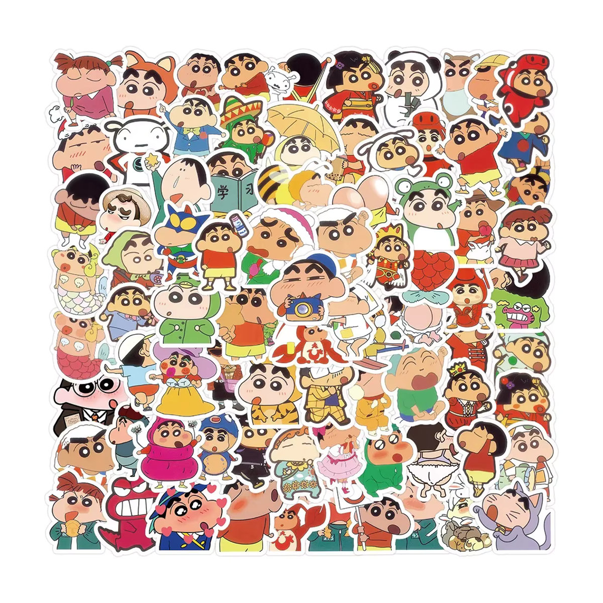 100 Stück Shin-chan Aufkleber von Bandai, bunte Cartoon Aufkleber für Kinder, wasserfeste dekorative Sticker aus Papier - Bild 6