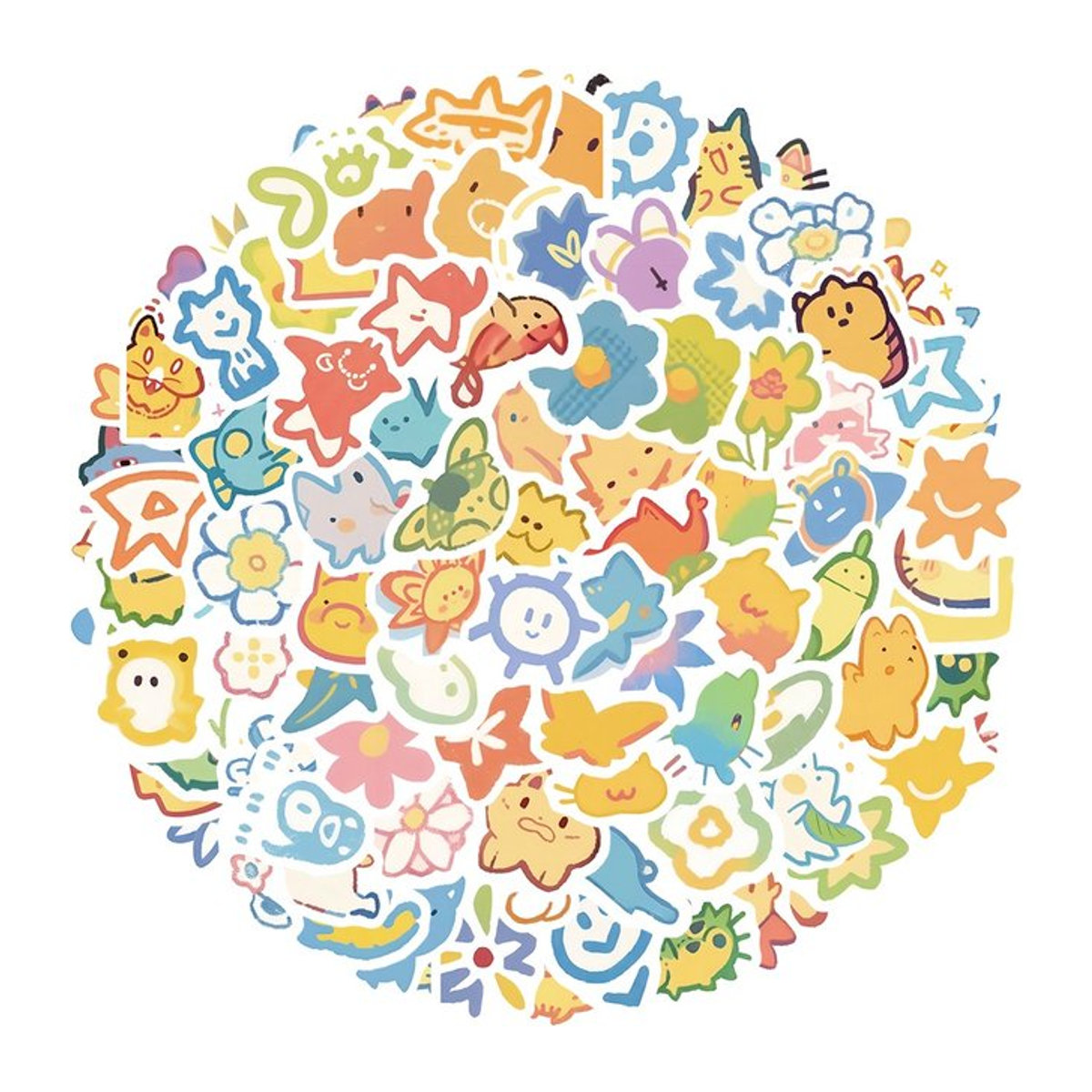 100 Stück Wasserdichte Cartoon Aufkleber mit bunten Tier-Motiven von BulingBulingStickers Shop, mehrfarbig - Bild 1
