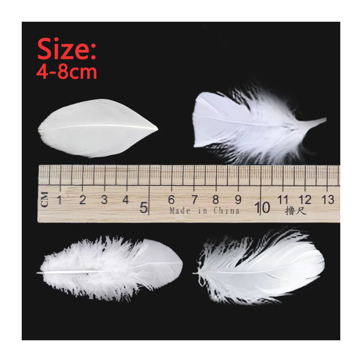 100 Stück weiße Bastelfedern für Dekoration und DIY-Projekte, Größe 4–8 cm - Bild 2