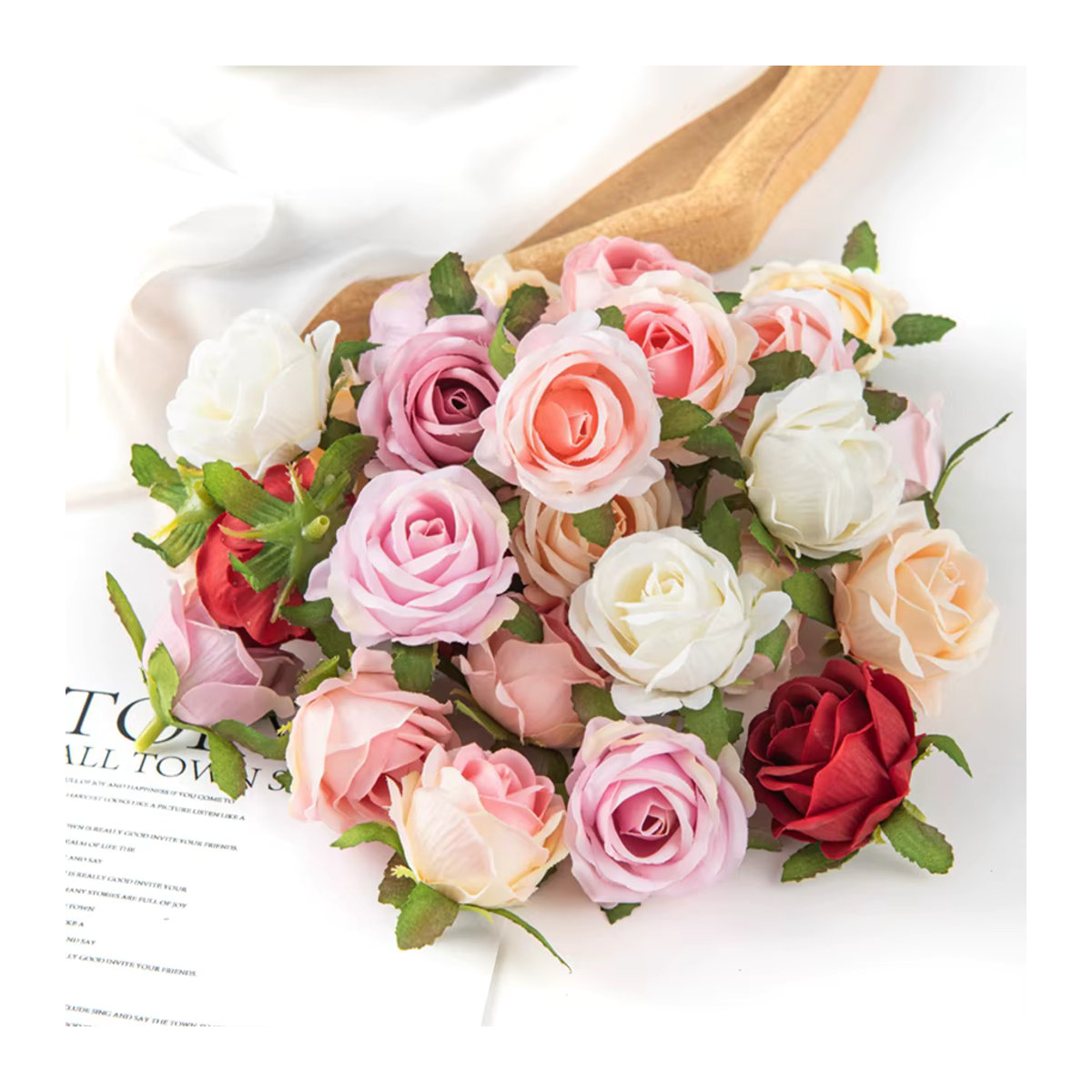 100 Stück ZQCY Künstliche Rosen aus Textil in Mehrfarbig für Hochzeit, Weihnachten und Dekoration - Bild 4