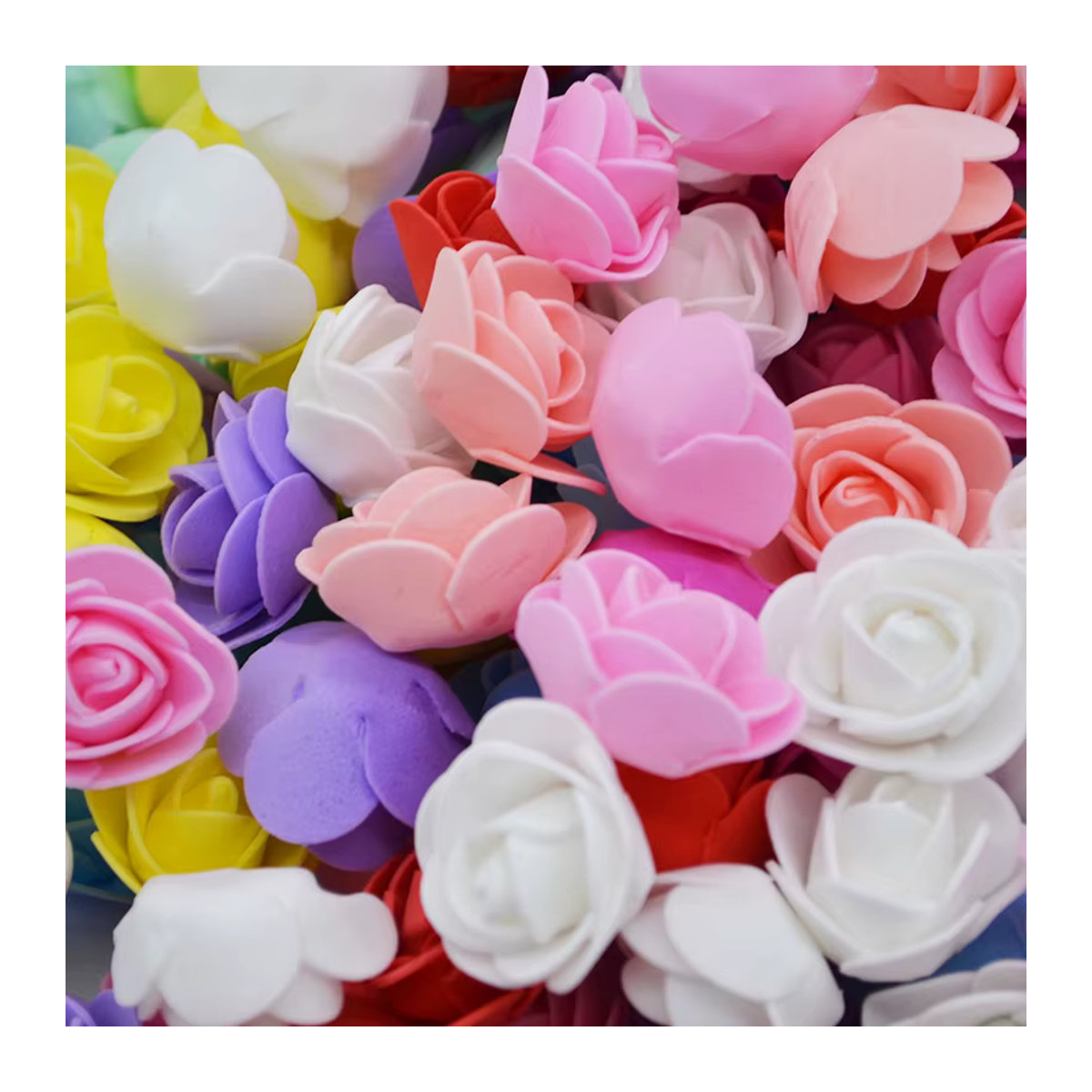 100 Stück ZQNYCY Minirosen aus Schaumstoff in Rosa und Grün, künstliche Blumen für Hochzeitsdekoration und DIY-Bastelarbeiten, Durchmesser: 3 cm - Bild 2