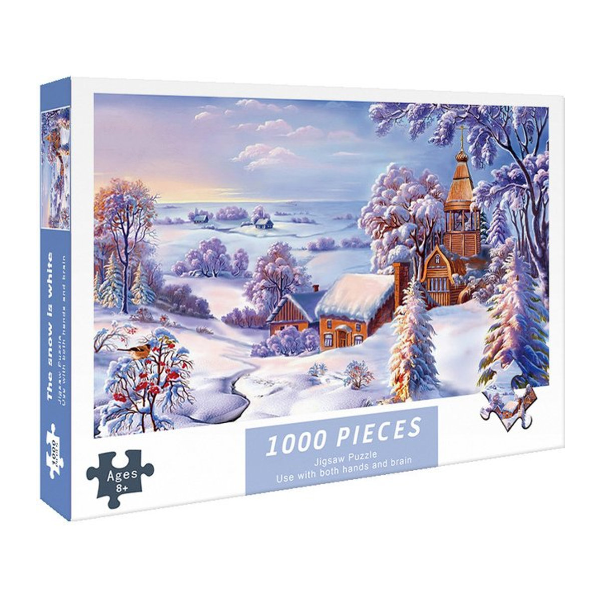 1000 Teile Puzzle mit weißem und schneebedecktem Blättermotiv in Weiß und Mehrfarbig für Kinder und Erwachsene als dekoratives Weihnachtsgeschenk - Bild 1