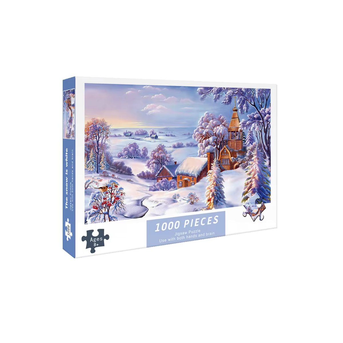 1000 Teile Puzzle mit weißem und schneebedecktem Blättermotiv in Weiß und Mehrfarbig für Kinder und Erwachsene als dekoratives Weihnachtsgeschenk - Bild 2
