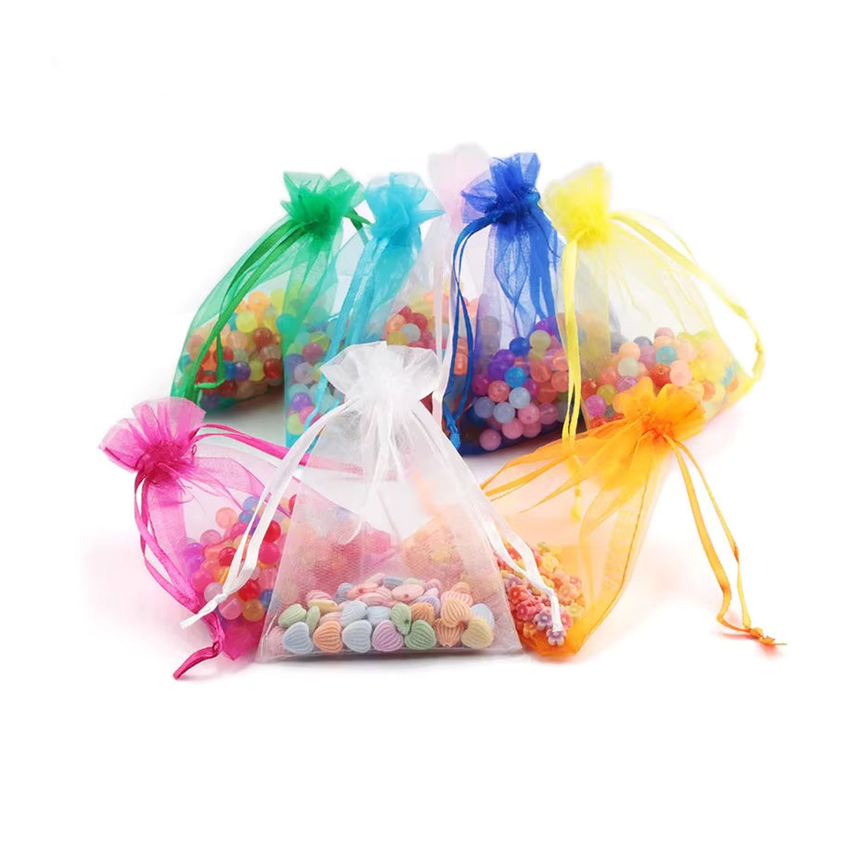100er Set QIAO Organza Beutel für Geschenke und Schmuck, B: 7 cm x H: 9 cm, in verschiedenen Farben erhältlich - Bild 2