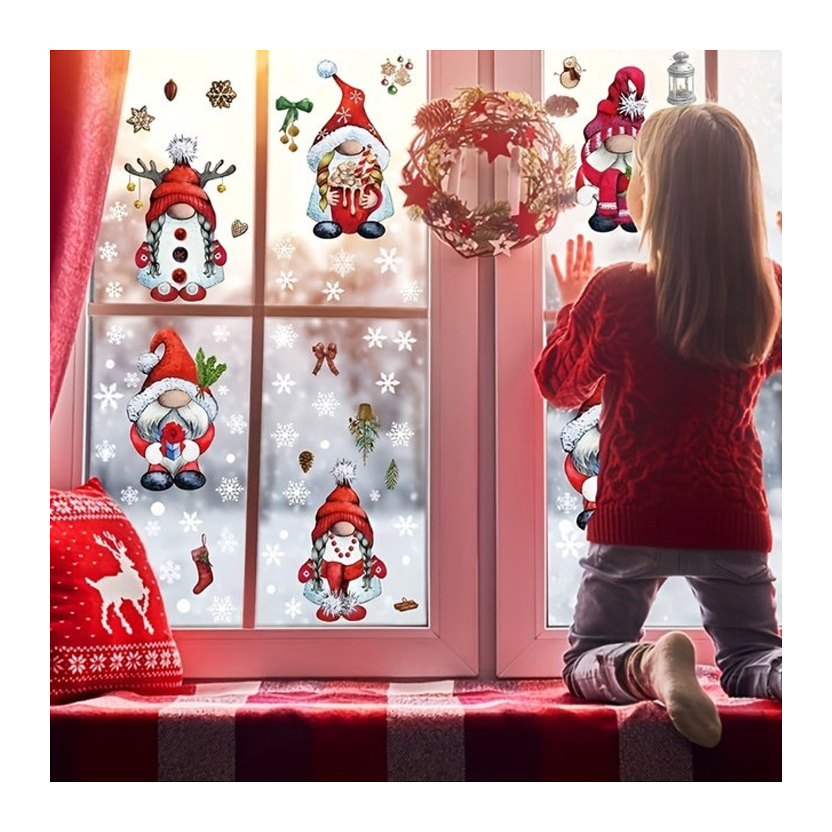 103 Stück Weihnachts-Fensteraufkleber in mehrfarbigem Design für Kinder - Bild 1