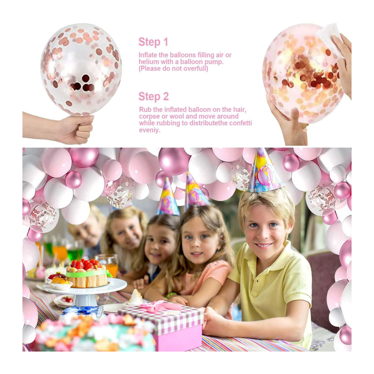 104-teiliges Latex-Ballonbogen-Set in Rosa und Weiß für Geburtstage, Hochzeiten und Babypartys - Bild 3