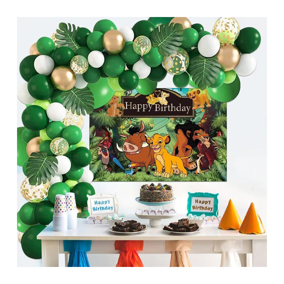 108 Stück König der Löwen Luftballon-Set aus Latex für Baby- und Kindergeburtstage, mehrfarbig, mit Girlande und Schnur zur Dekoration - Bild 3