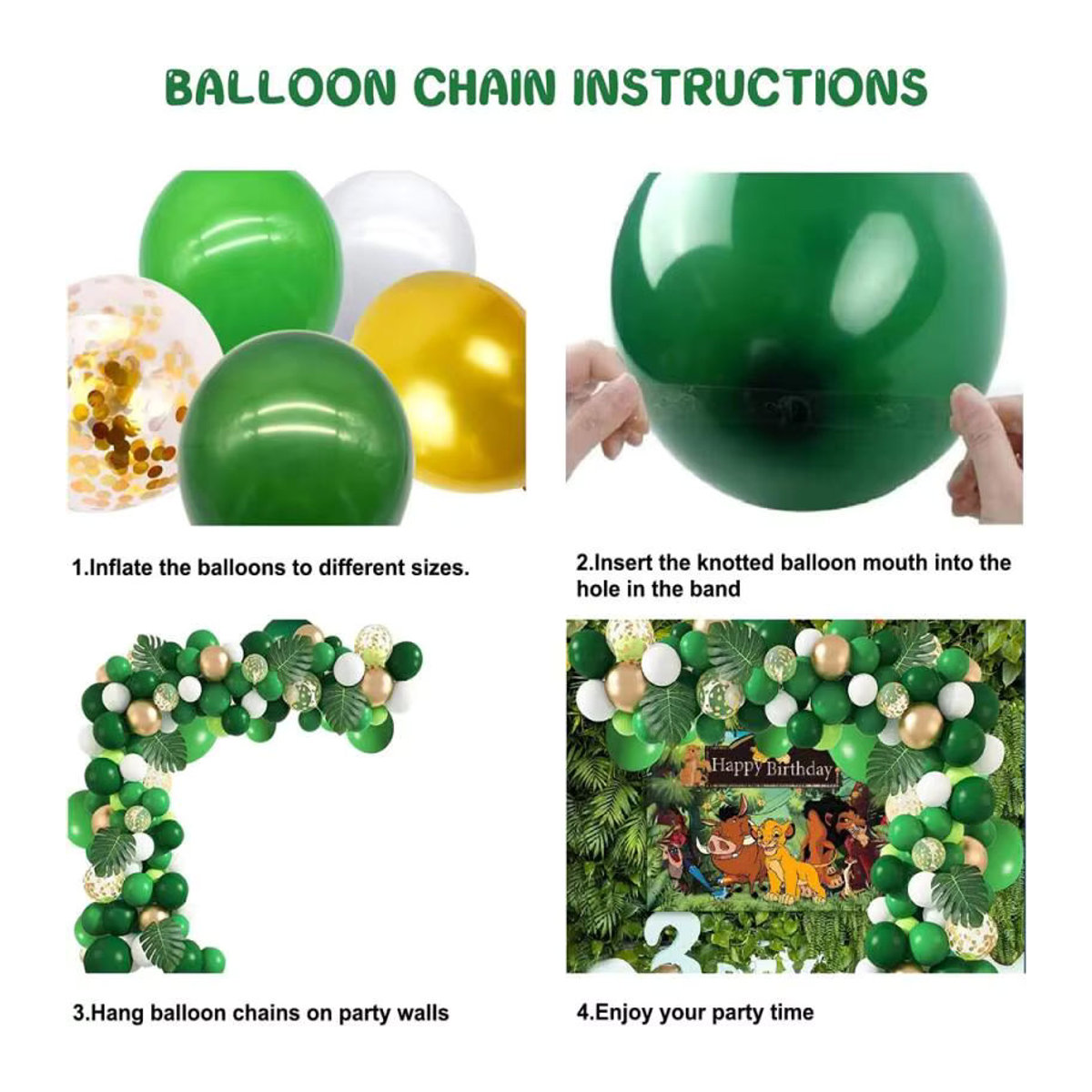 108 Stück König der Löwen Luftballon-Set aus Latex für Baby- und Kindergeburtstage, mehrfarbig, mit Girlande und Schnur zur Dekoration - Bild 6