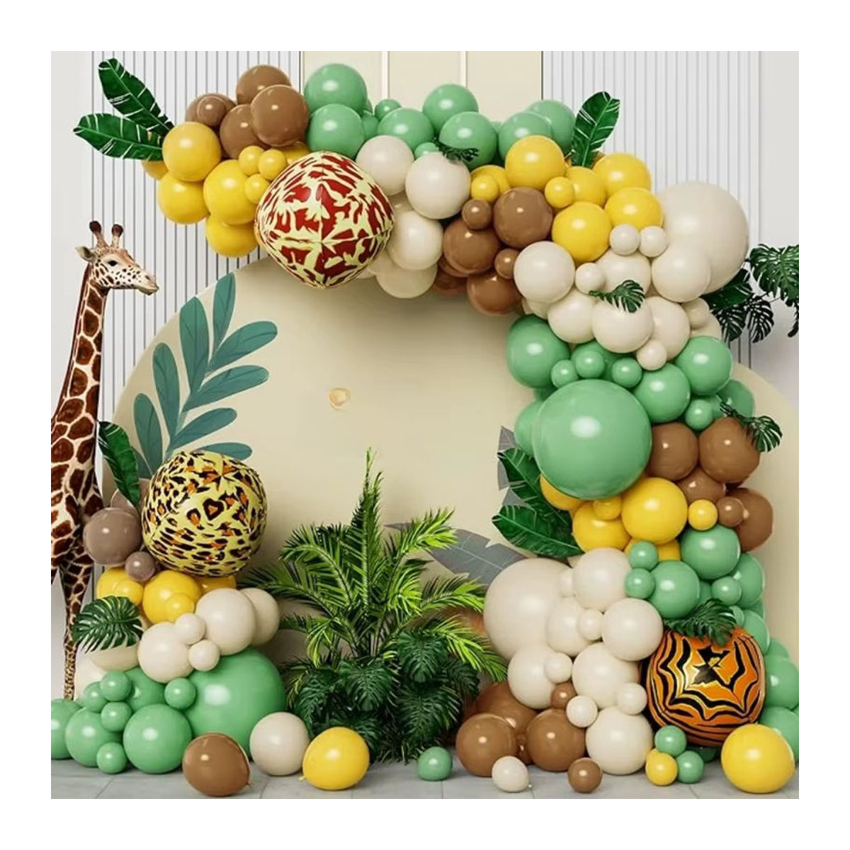 109 Stück Tier Thema Ballon Set für Dschungel Party Dekoration in Salbei Grün, Braun, Retro Gelb und Sandweiß - Bild 3