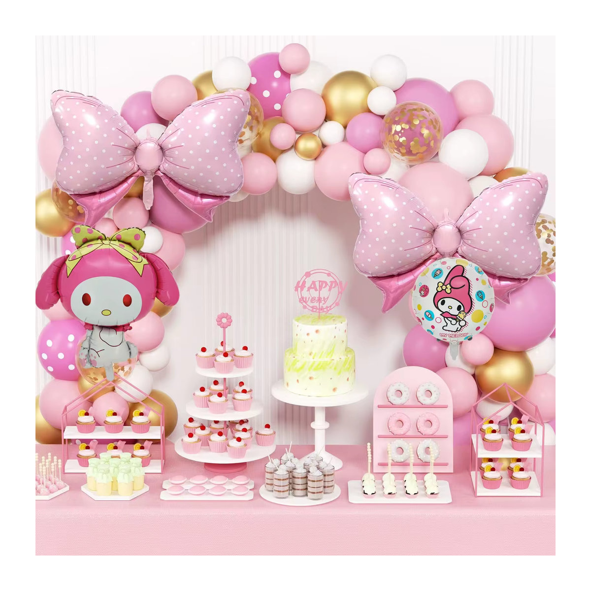 109-teiliges Sanrio Kuromi Folienballon-Set für Kindergeburtstage in Rosa mit Zahlenballons 40 Zoll - Bild 2