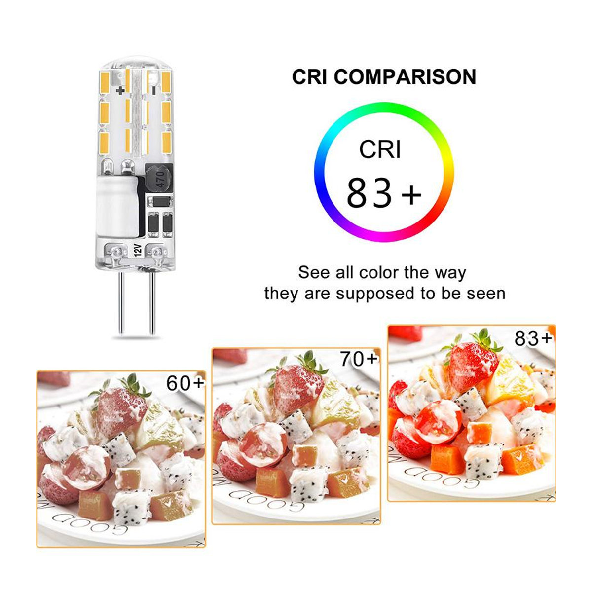 10er-Pack Foroureyes Lighting LED G4 Mini-Lampen 12 V SMD3014 in Warmweiß mit 360 Grad Abstrahlwinkel für Kristall-Kronleuchter als Halogenersatz - Bild 2