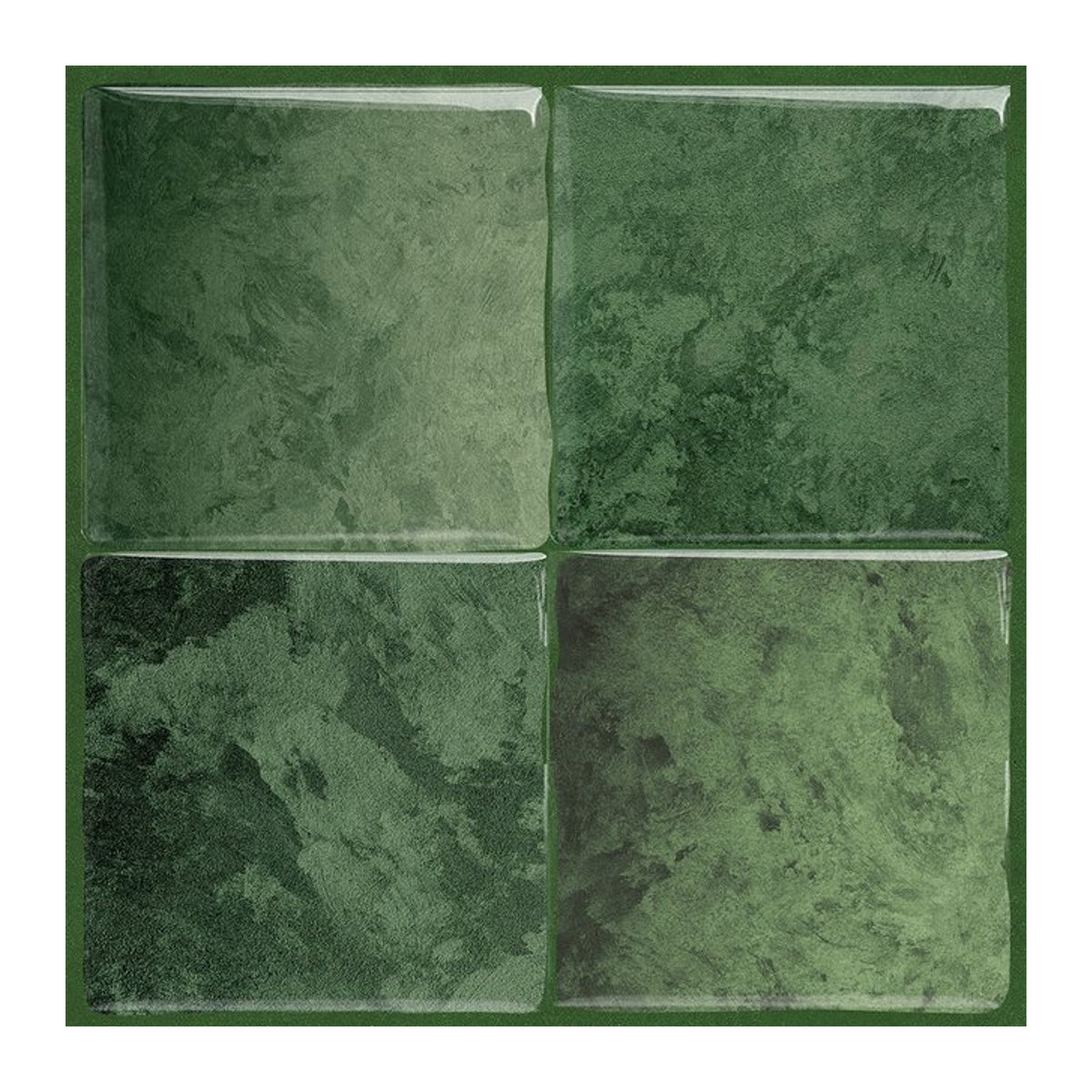 10er-Pack Küchenrückwand in Grün mit 3D-Effekt, selbstklebende Wandfliesen in quadratischer Form für Küche und Badezimmer - Bild 1