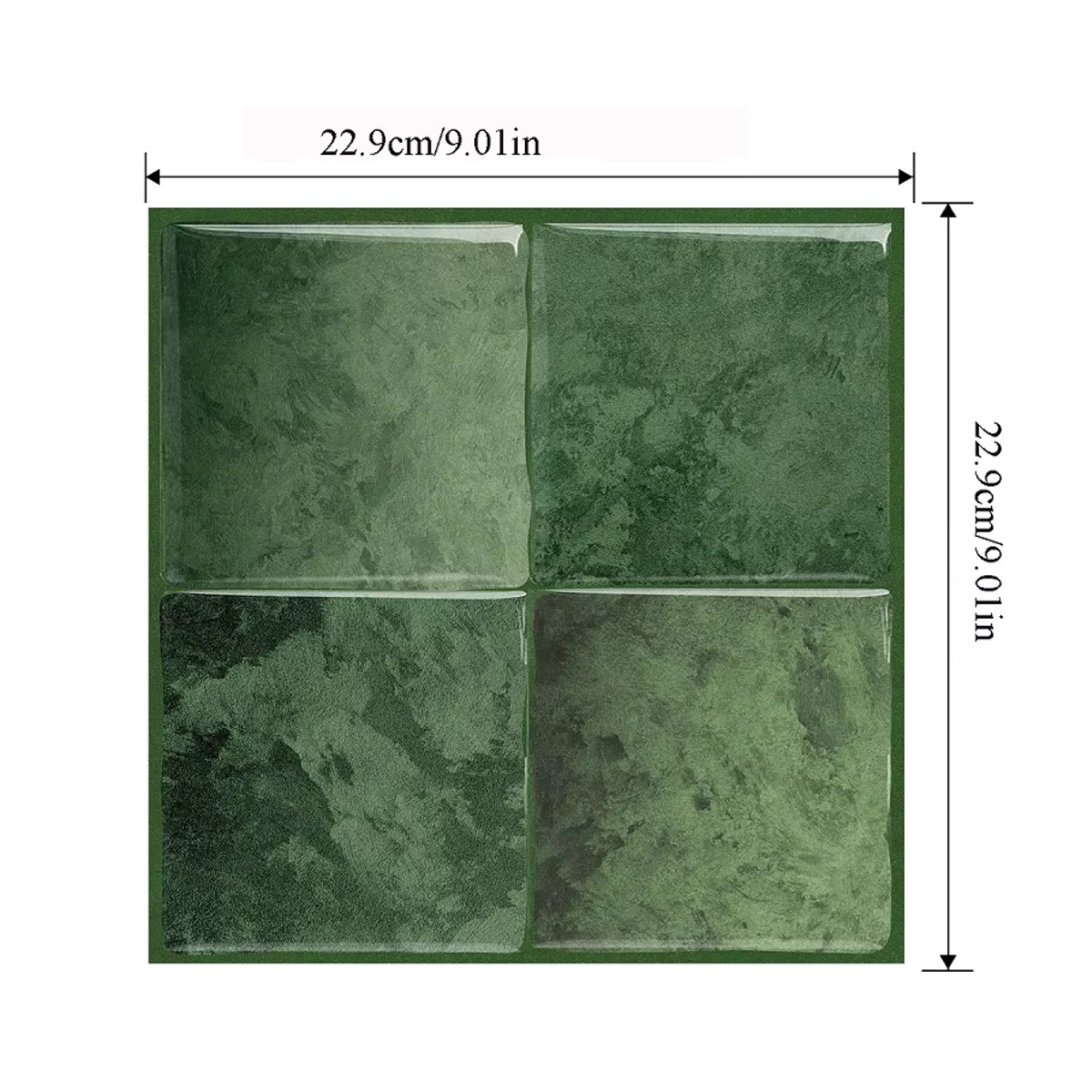 10er-Pack Küchenrückwand in Grün mit 3D-Effekt, selbstklebende Wandfliesen in quadratischer Form für Küche und Badezimmer - Bild 3