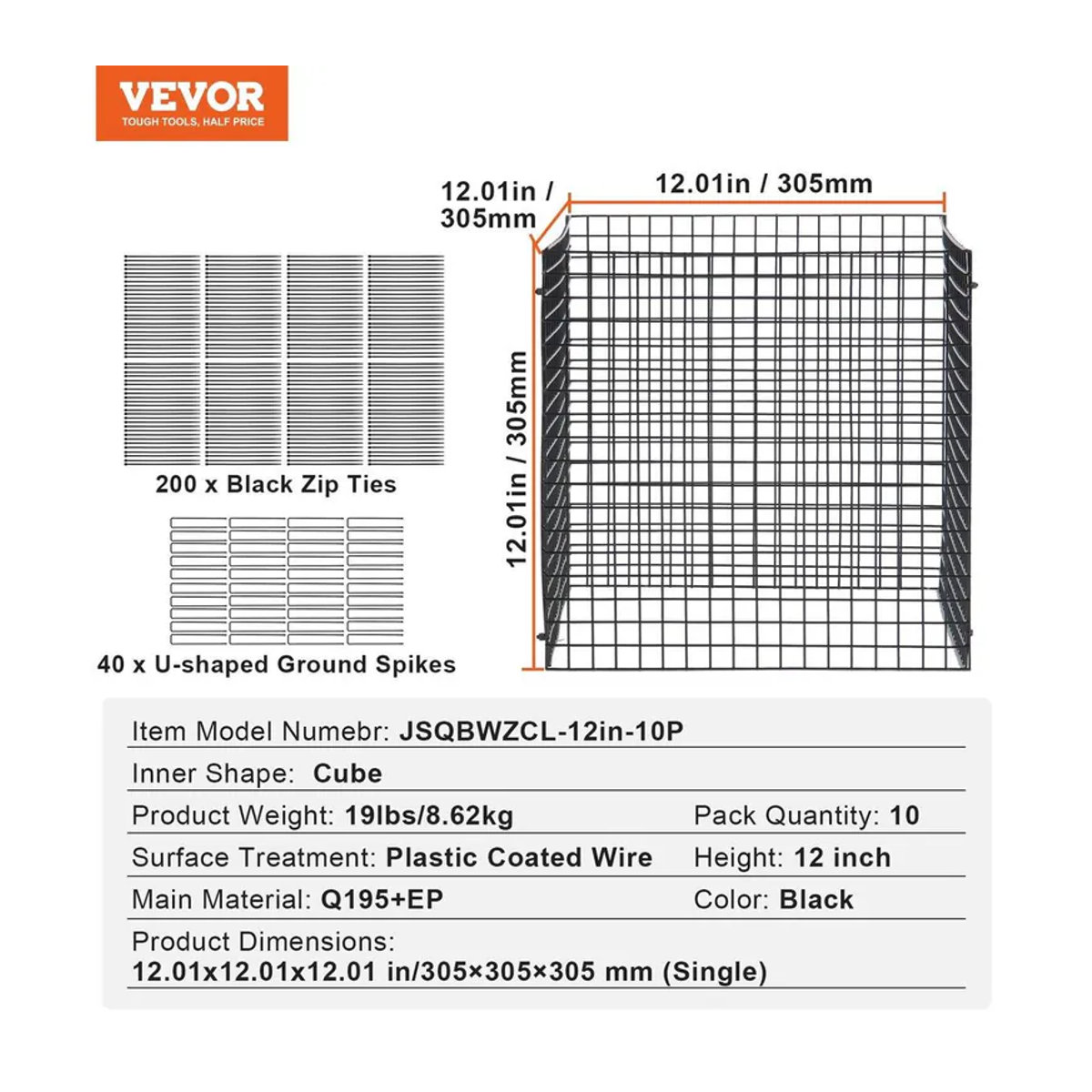 10er-Pack Pflanzenschutz Käfige von Buying Solutions, MB zum Schutz von Gemüse, B/B: 30,5 x 30,5 cm - Bild 3