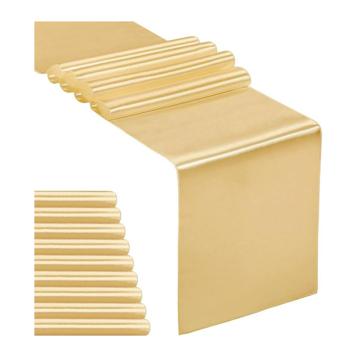 10er-Pack Satin-Tischläufer in Schwarz und Gold für Hochzeiten und Festlichkeiten, Länge: 30,5 cm, Breite: 25,4 cm - Bild 1