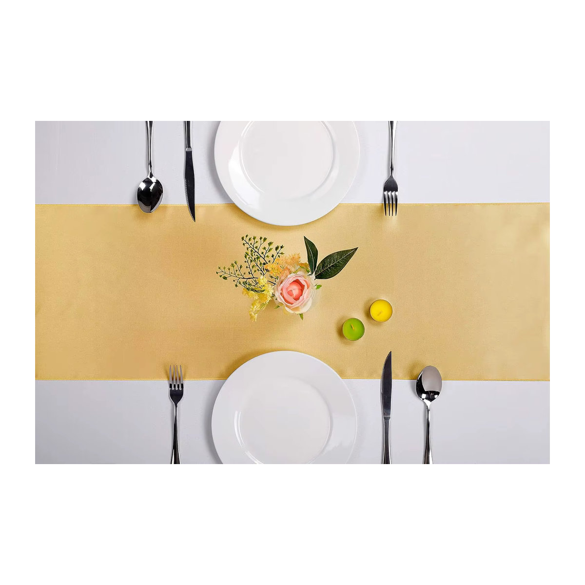 10er-Pack Satin-Tischläufer in Schwarz und Gold für Hochzeiten und Festlichkeiten, Länge: 30,5 cm, Breite: 25,4 cm - Bild 2