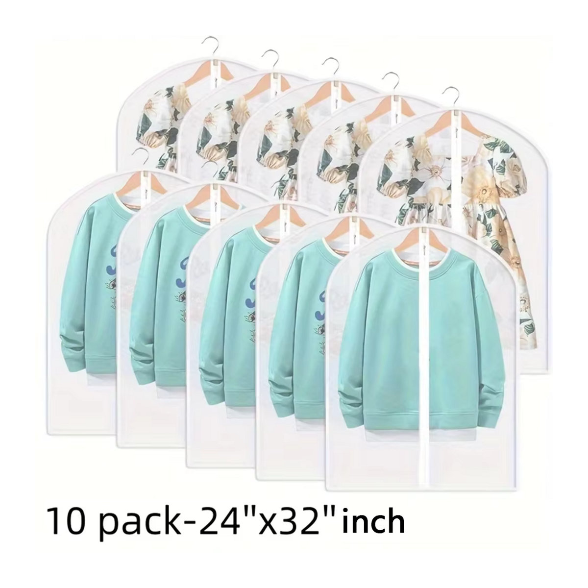10er-Pack transparente Kleidersäcke als staubdichter Schrank-Organizer für deine Kleidung, B/H: 60 x 80 cm - Bild 3