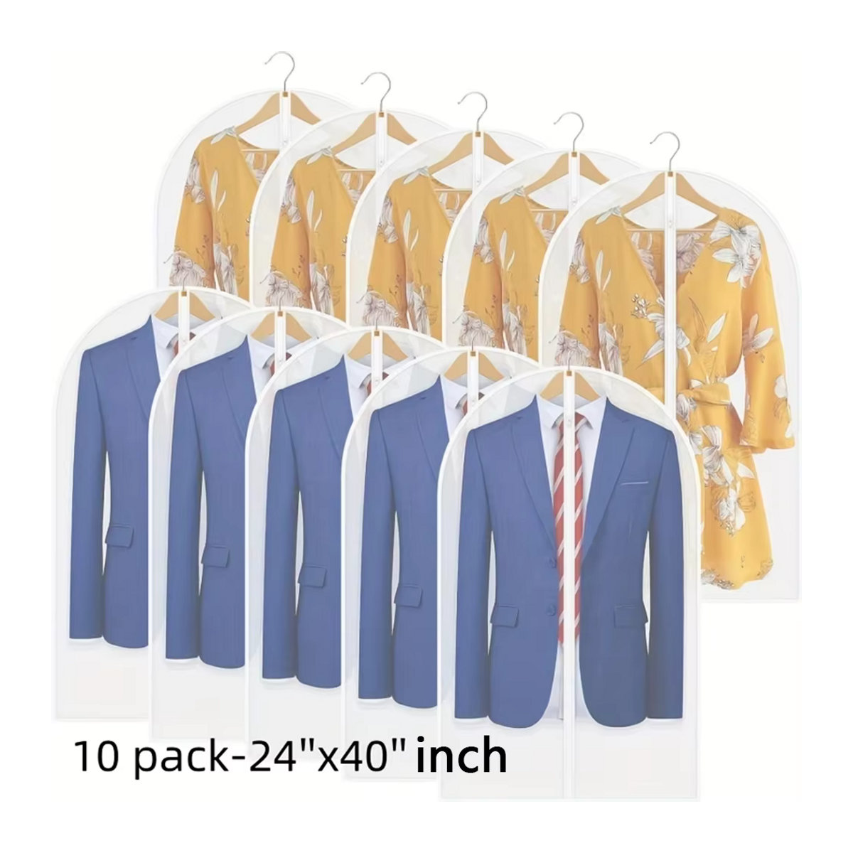 10er-Pack transparente Kleidersäcke als staubdichter Schrank-Organizer für deine Kleidung, B/H: 60 x 80 cm - Bild 4
