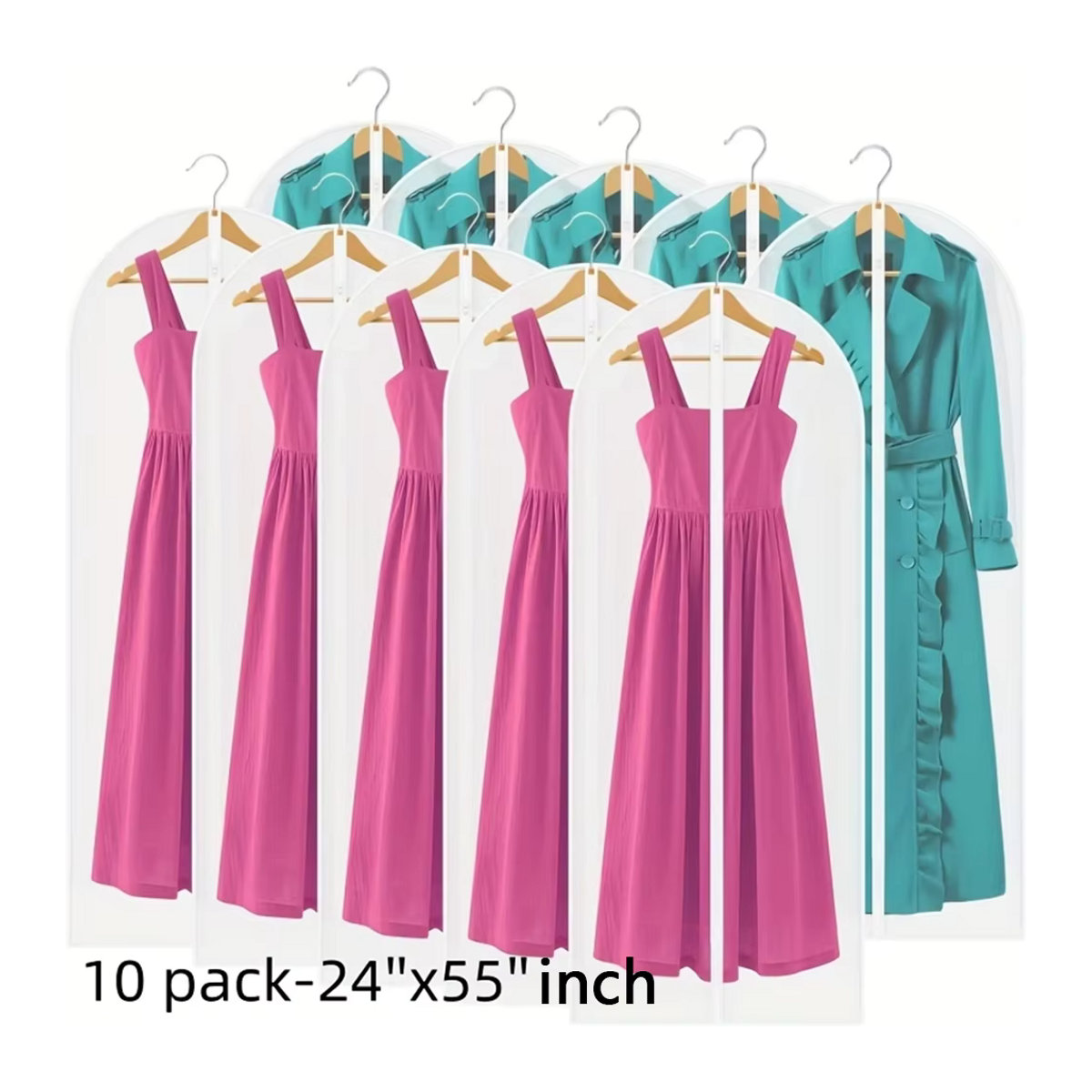 10er-Pack transparente Kleidersäcke als staubdichter Schrank-Organizer für deine Kleidung, B/H: 60 x 80 cm - Bild 6