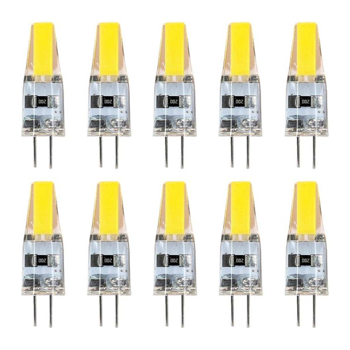 10er Packung aoyuansea G4 LED COB Mini Glühbirnen, 6W, Warmweiß, dimmbar, Ersatz für 30W 40W Halogen, AC DC 12V/220V - Bild 1