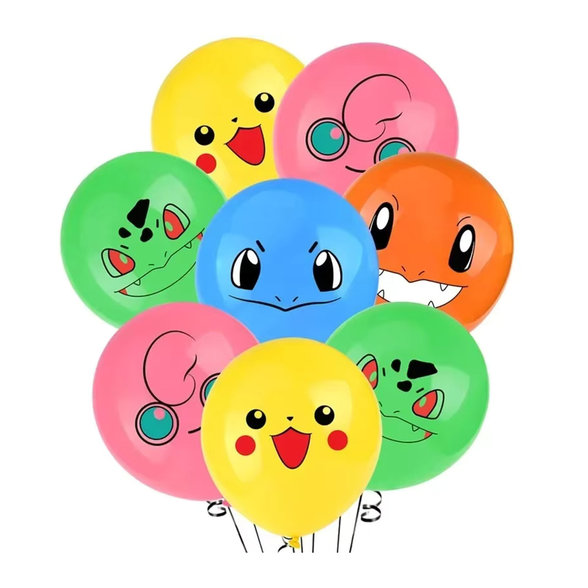 10er Set Aoger Pokemon Latex Ballons mit Pikachu Charmander und Squirtle für Kindergeburtstage und Wanddekoration, mehrfarbig - Bild 2