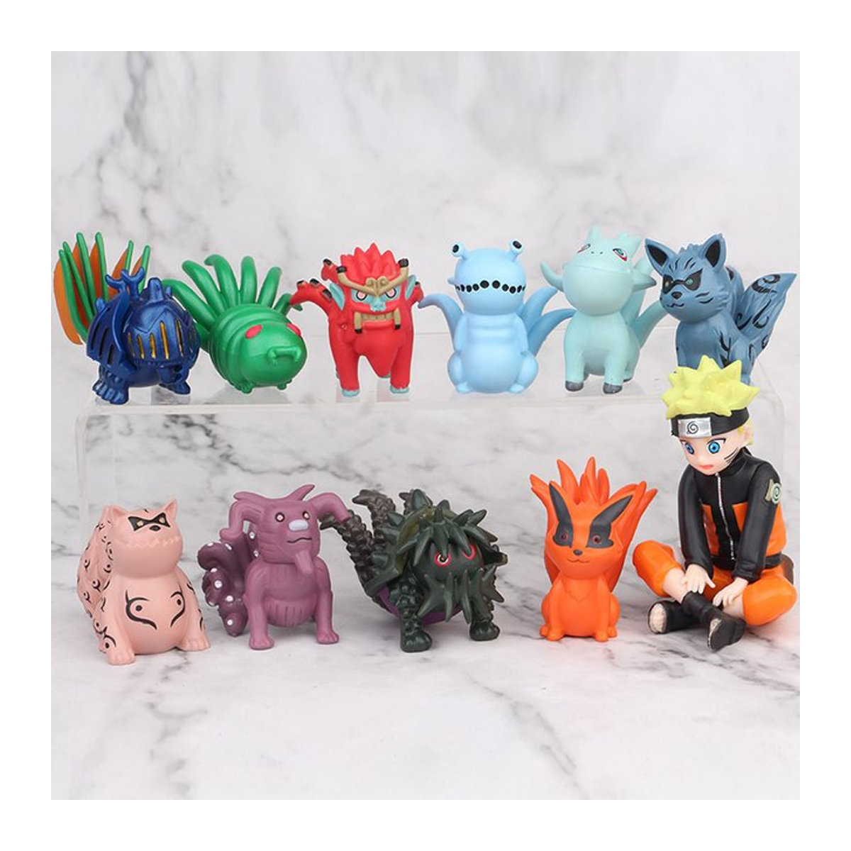 10er Set Bandai Anime-Figuren Uzumaki Bijuu Q-Version aus Kunststoff, mehrfarbig - Bild 1