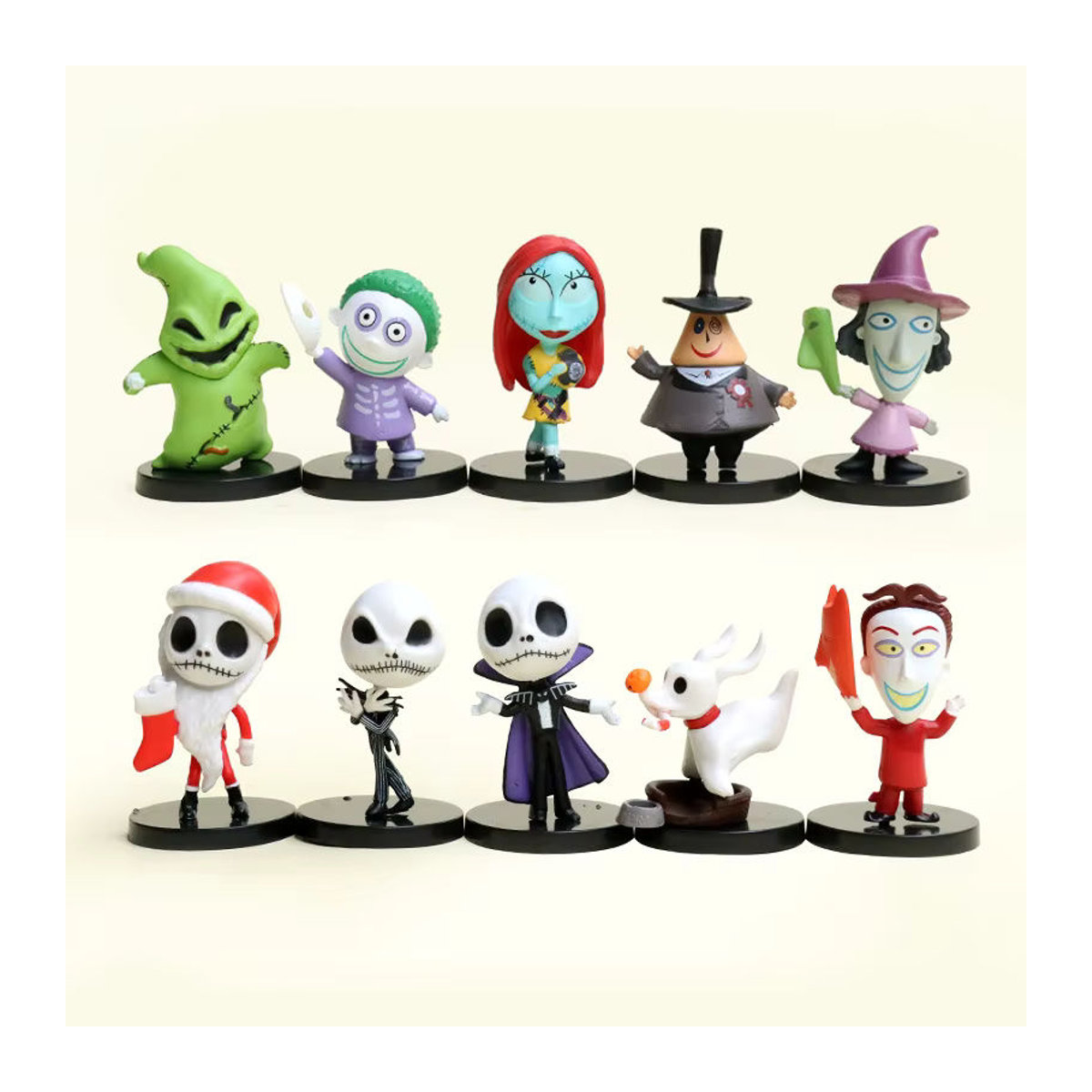 10er Set Bandai Nightmare Before Christmas Figuren Jack Skellington und Sally aus Kunststoff, mehrfarbig - Bild 2