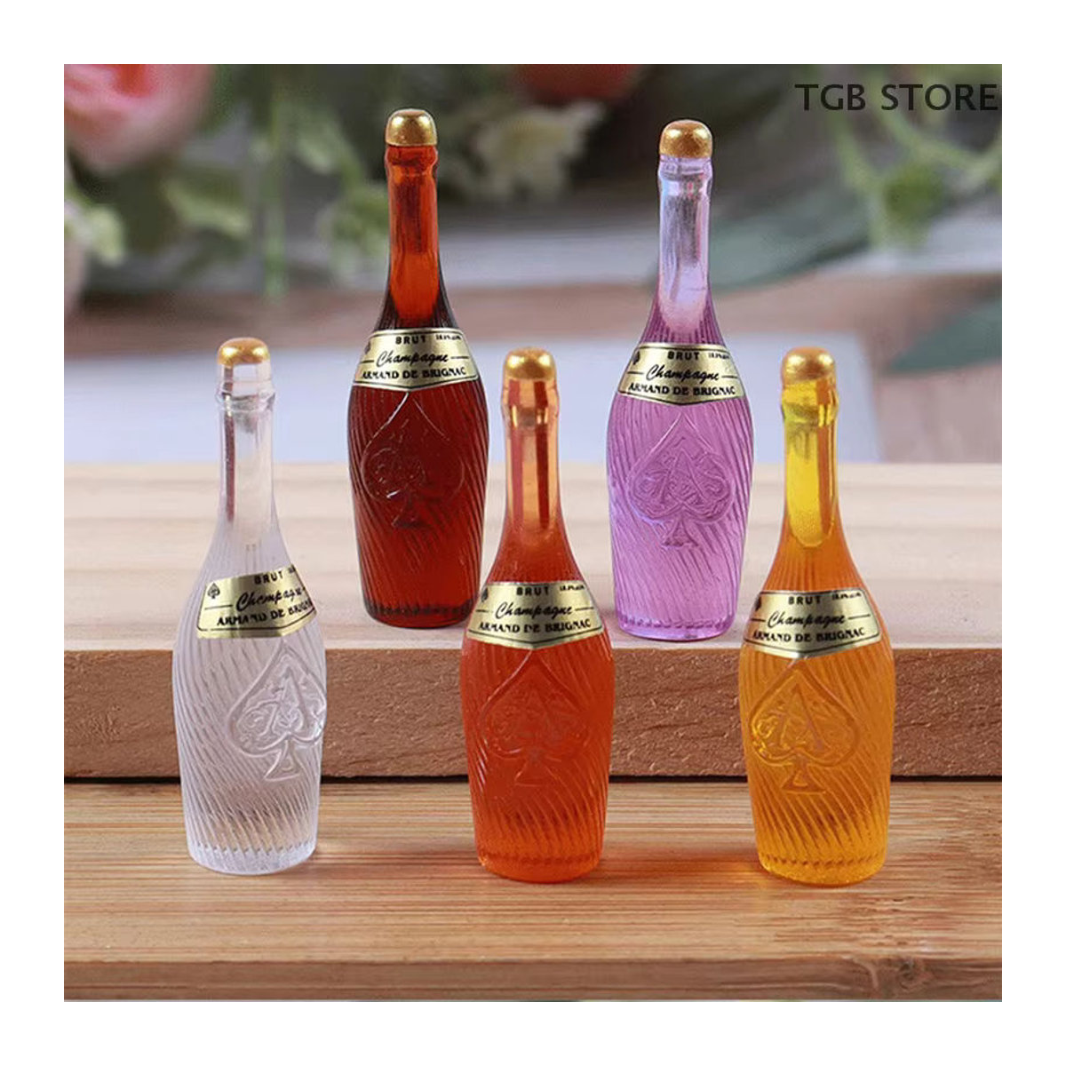 10er Set DIAPER&CORED Miniatur Wein Flaschen aus Glas für Puppenhaus und DIY Deko, mehrfarbig - Bild 2