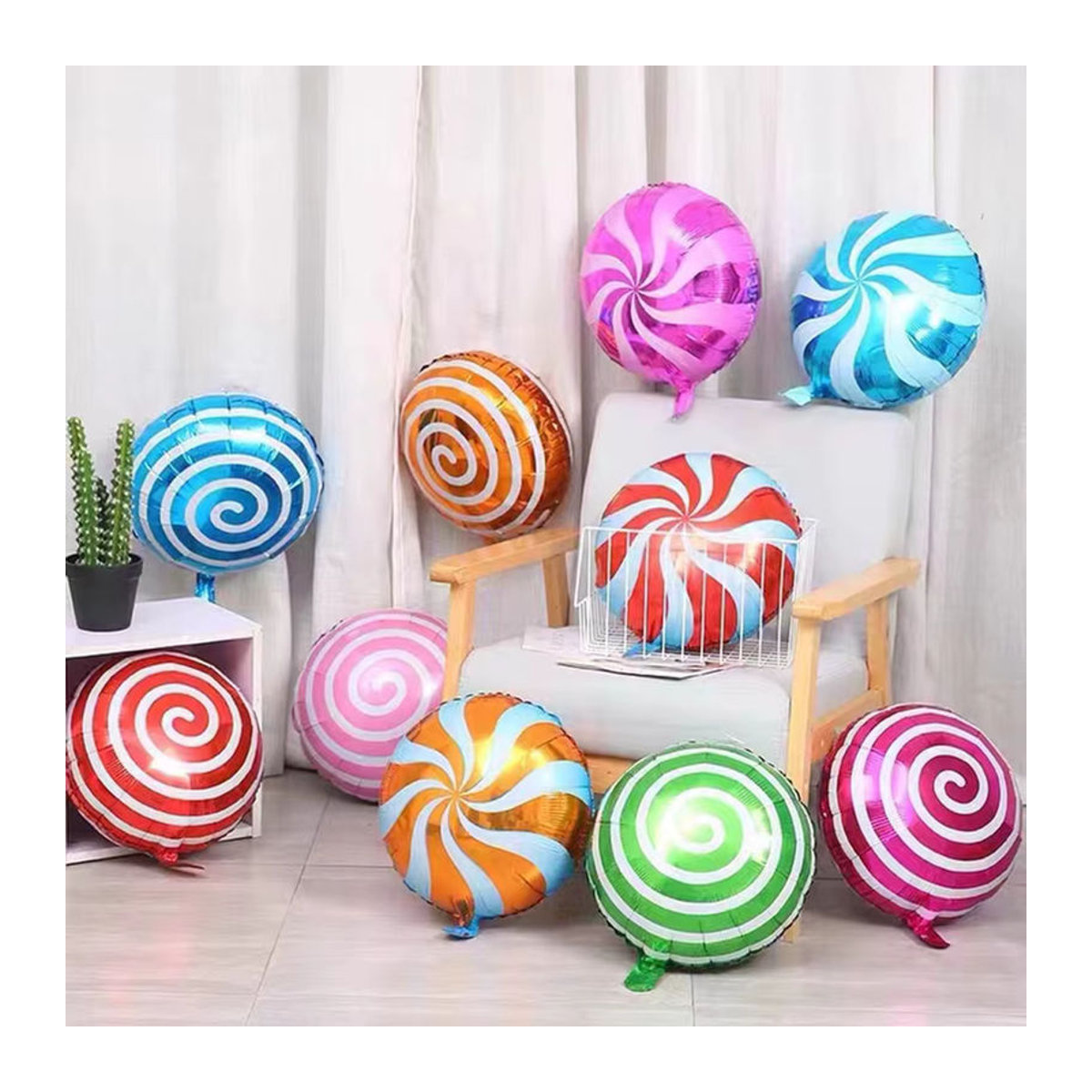 10er Set EACH PARTY Candy Ballons in Mehrfarbig, 18 Zoll Rund, Gestreift für Kindergeburtstag und Baby Shower Dekoration - Bild 2
