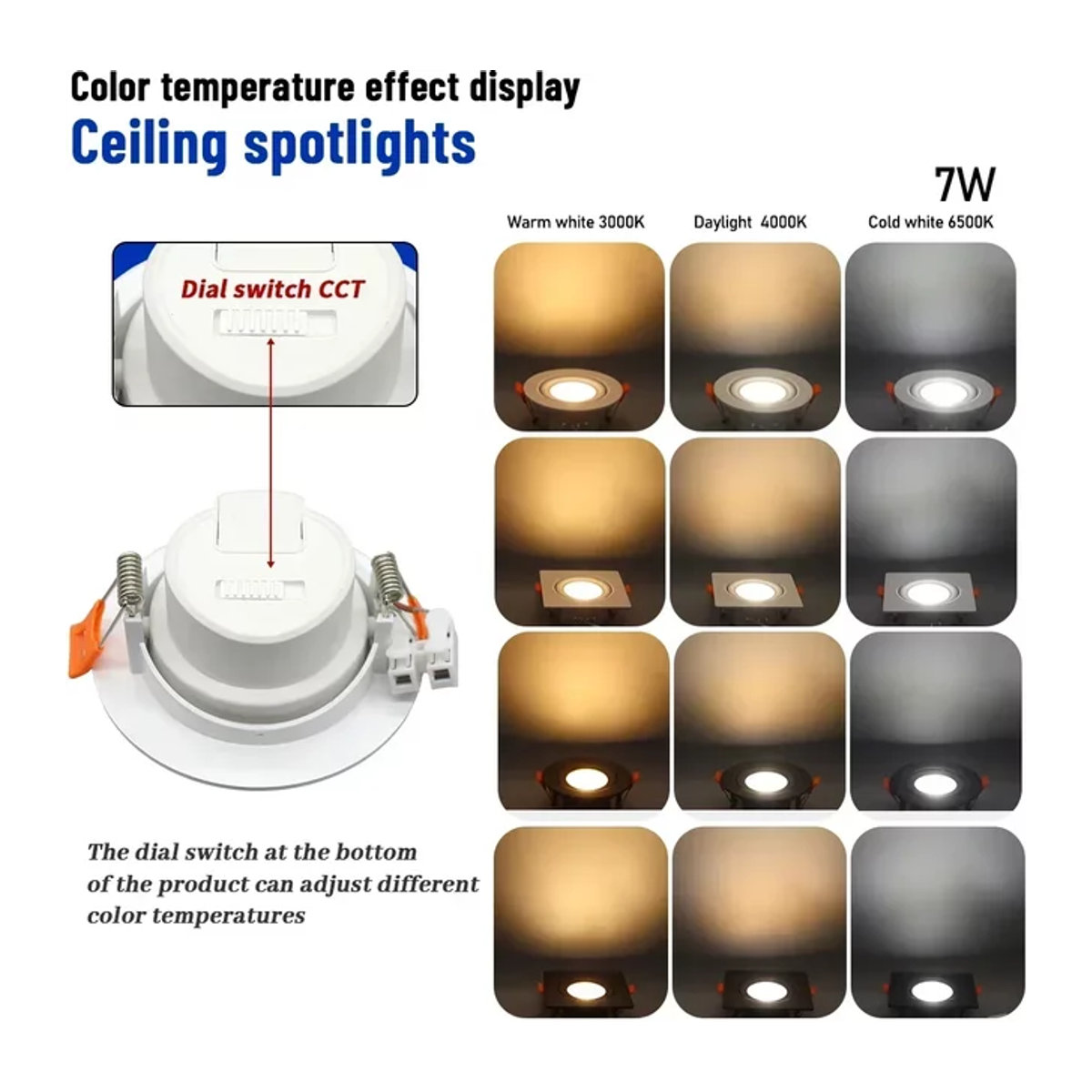10er Set Gatetop LED Einbaustrahler Weiß mit 3 CCT Farbtemperaturen 3000K 4000K 6000K für die Innenbeleuchtung - Bild 1