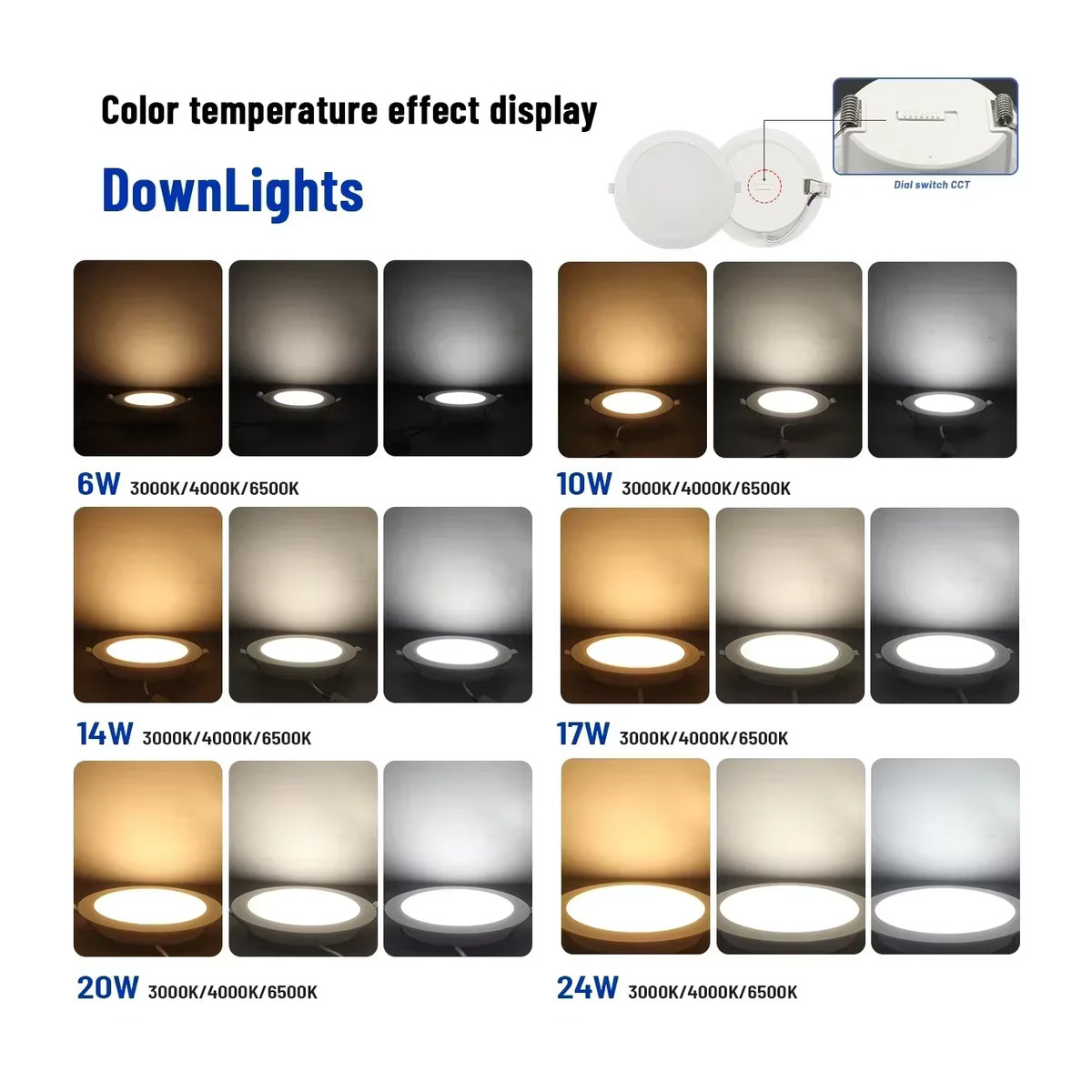 10er Set Gatetop LED Einbaustrahler Weiß mit 3 CCT Farbtemperaturen 3000K 4000K 6000K für die Innenbeleuchtung - Bild 5