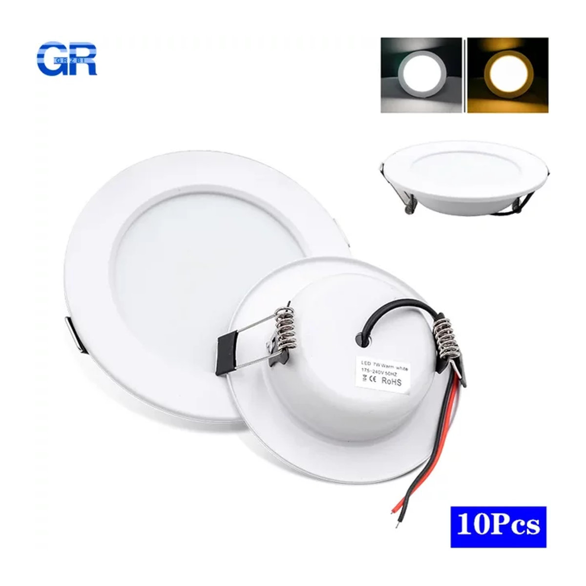 10er Set GRZBI LED Einbaustrahler Runde Deckenleuchten aus Aluminium in Weiß mit 18W - Bild 1
