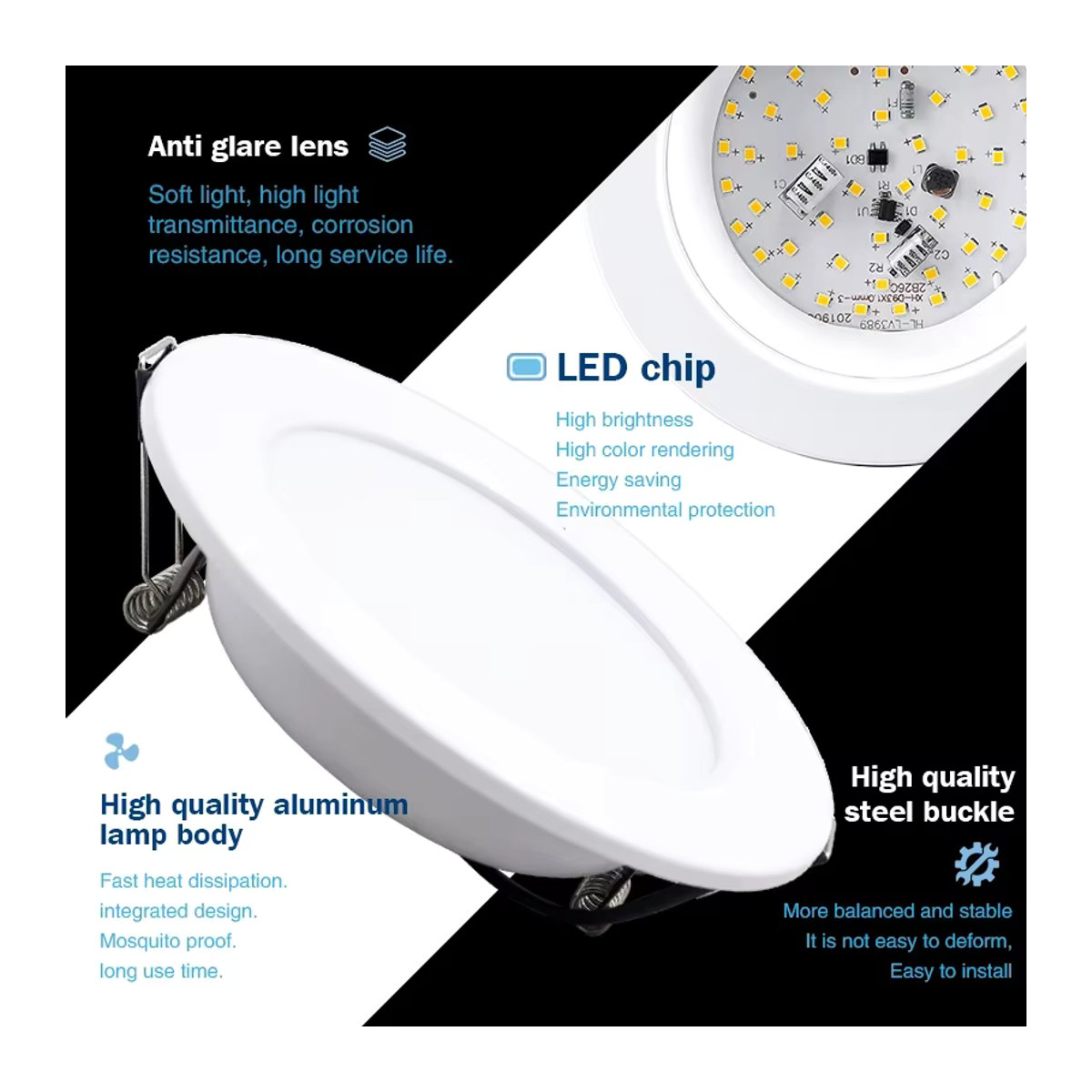 10er Set GRZBI LED Einbaustrahler Runde Deckenleuchten aus Aluminium in Weiß mit 18W - Bild 2