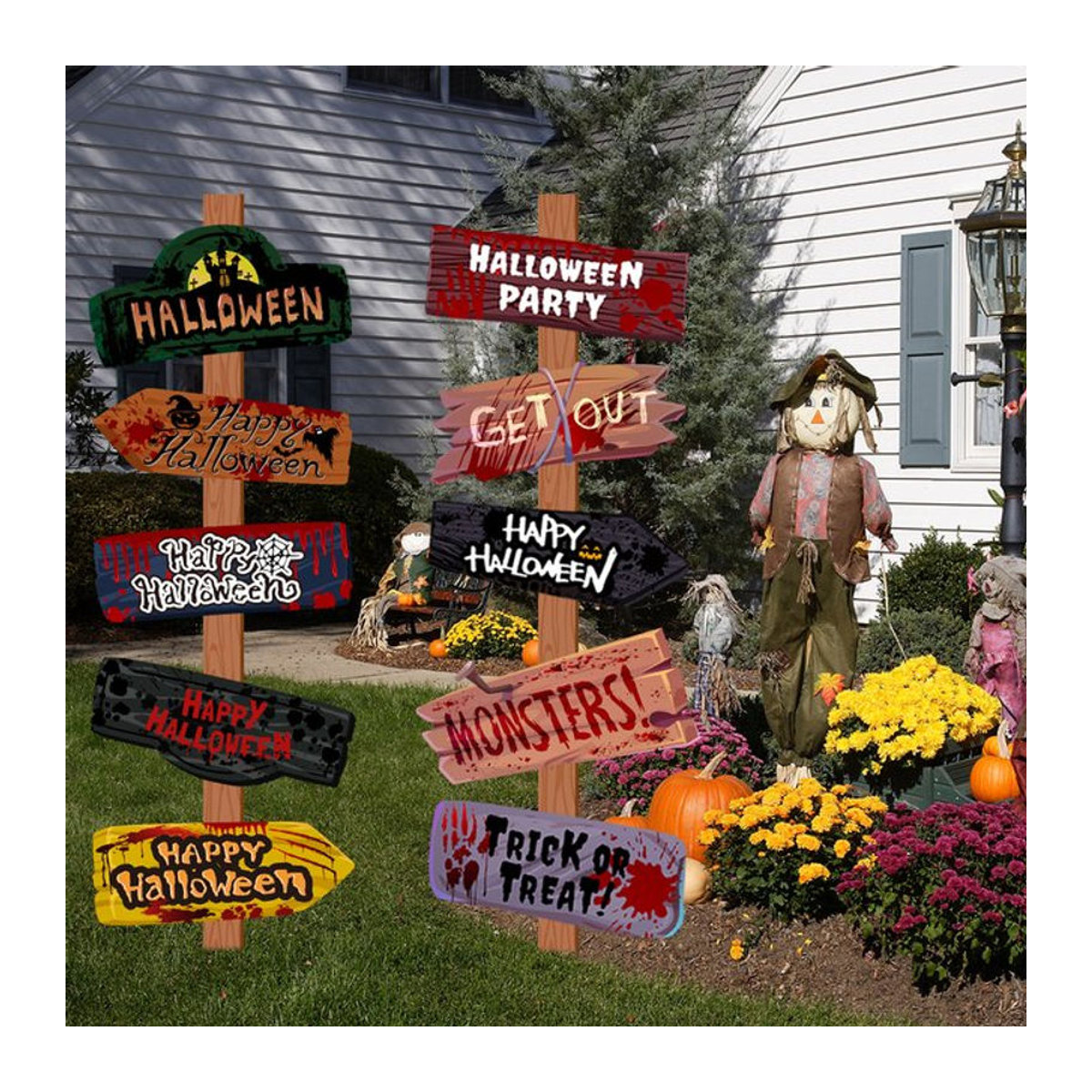 10er Set Halloween Dekorationen joy-enlife Mehrfarbig Scary Theme Garten- und Hausdekoration Freistehend - Bild 1