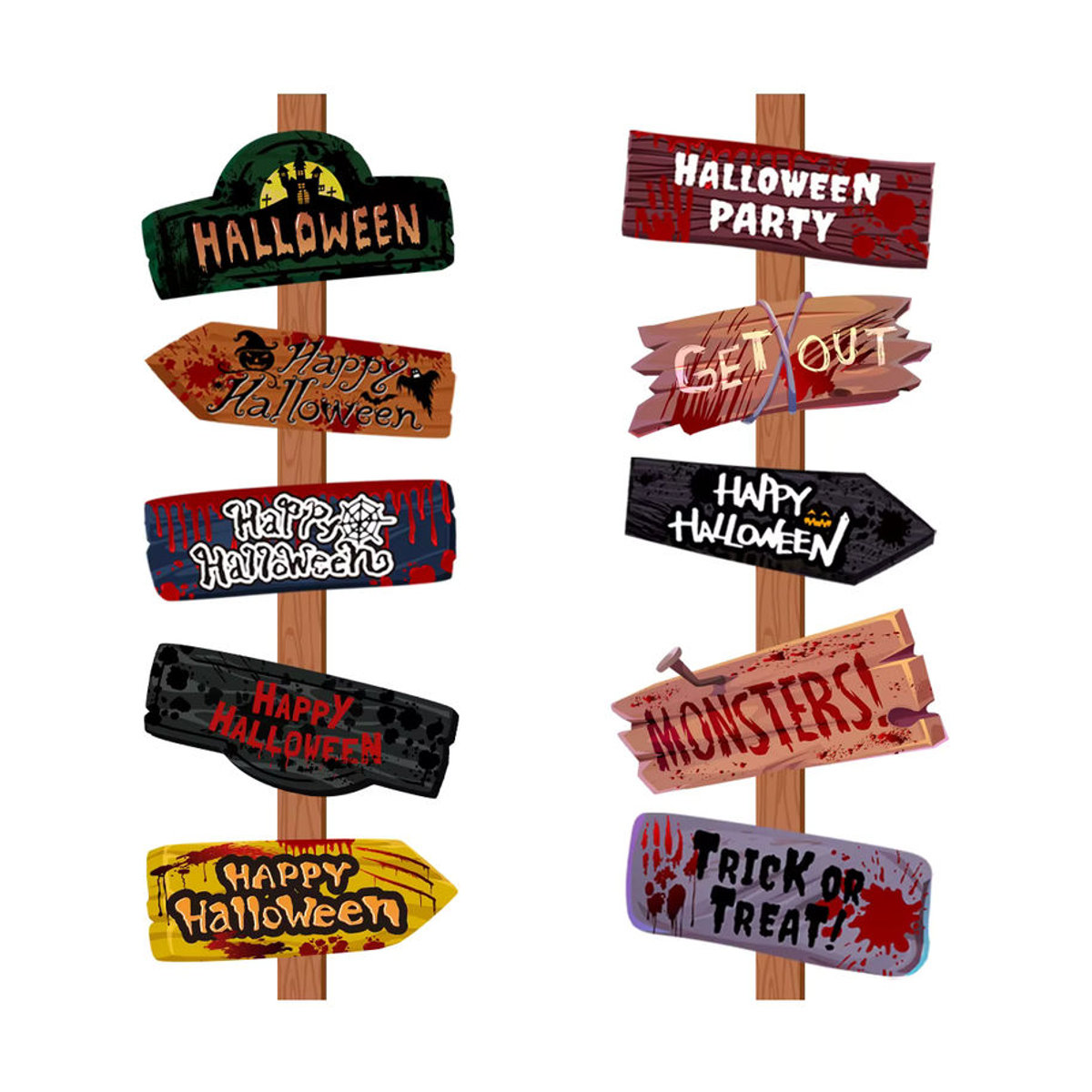 10er Set Halloween Dekorationen joy-enlife Mehrfarbig Scary Theme Garten- und Hausdekoration Freistehend - Bild 2