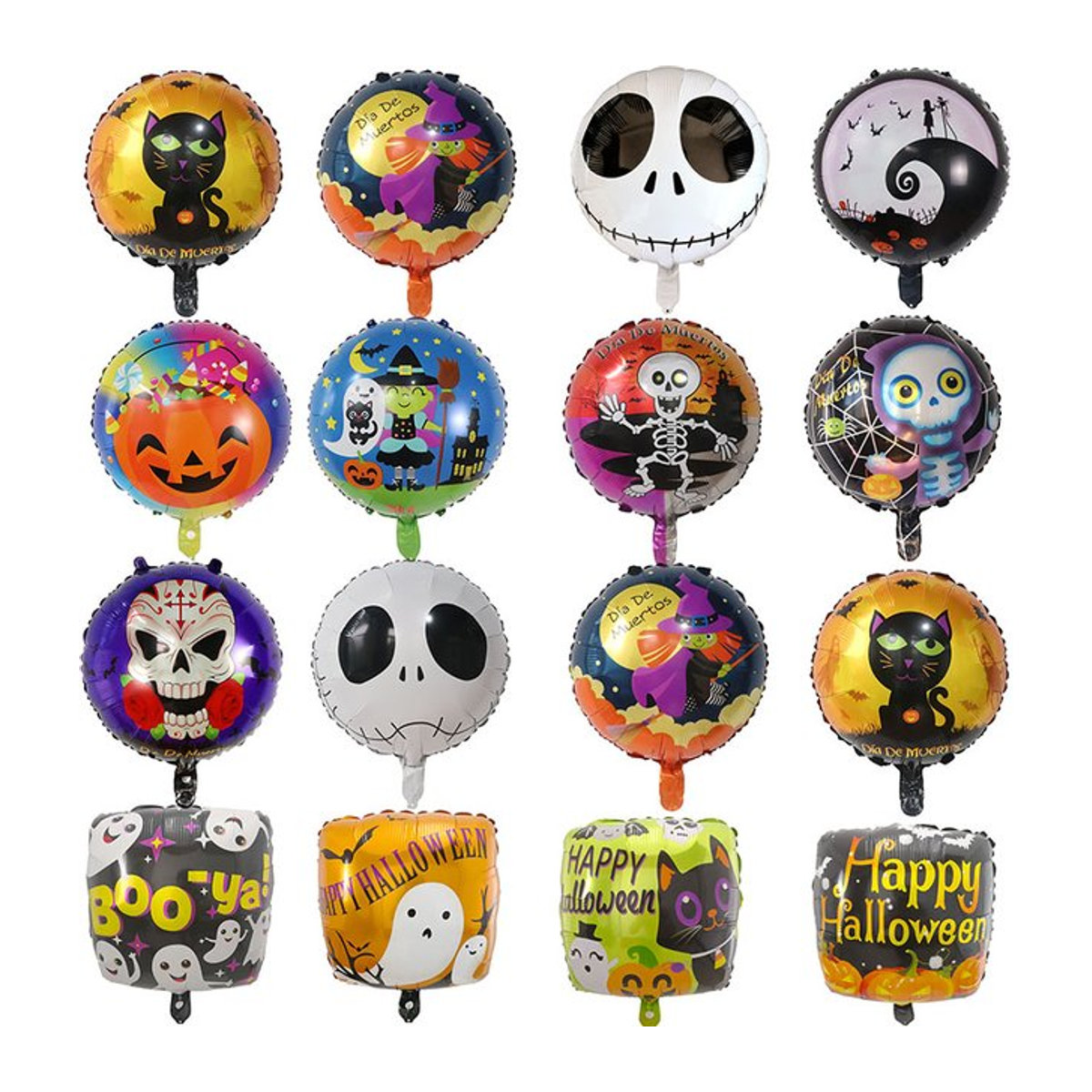 10er Set Halloween Folienballons von LQVYI mit Geist, Spinne, Schädel und Kürbis, 45,72 cm, Mehrfarbig - Bild 1