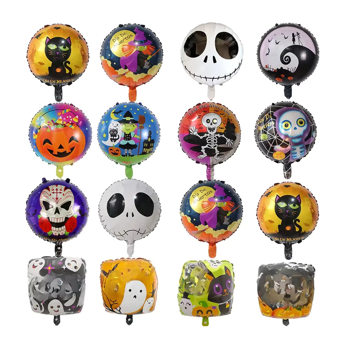 10er Set Halloween Folienballons von LQVYI mit Geist, Spinne, Schädel und Kürbis, 45,72 cm, Mehrfarbig - Bild 4