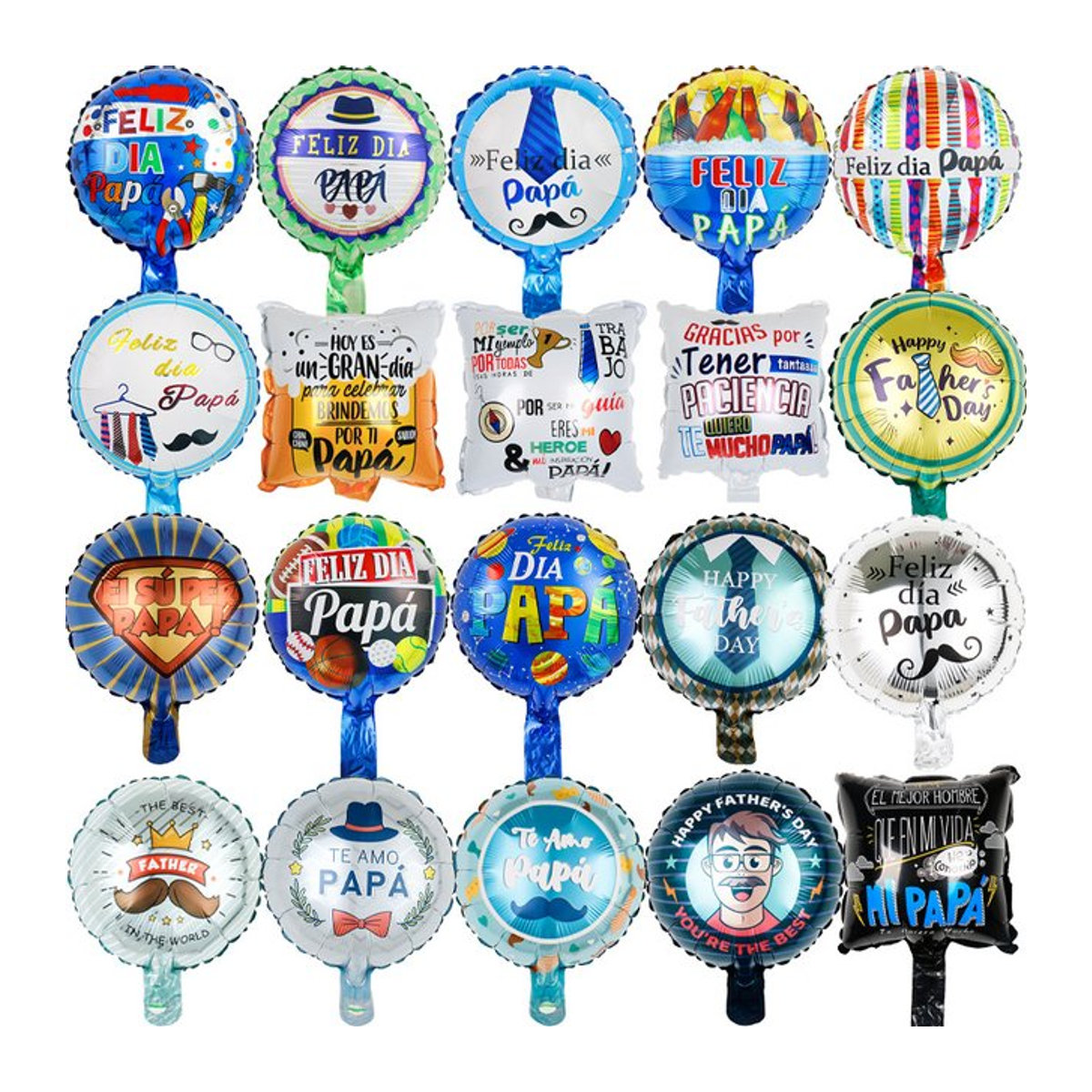 10er Set KUKUZHU Folienballons für Vatertag und Geburtstag, rund, mehrfarbig, Durchmesser: 25,4 cm - Bild 1