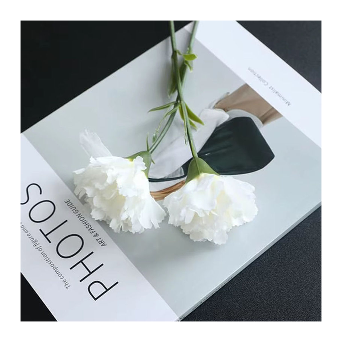 10er Set Künstliche Nelken aus Textil in Weiß als Einzelstiele zur Dekoration für Hochzeit, Tischschmuck und Vasen - Bild 3